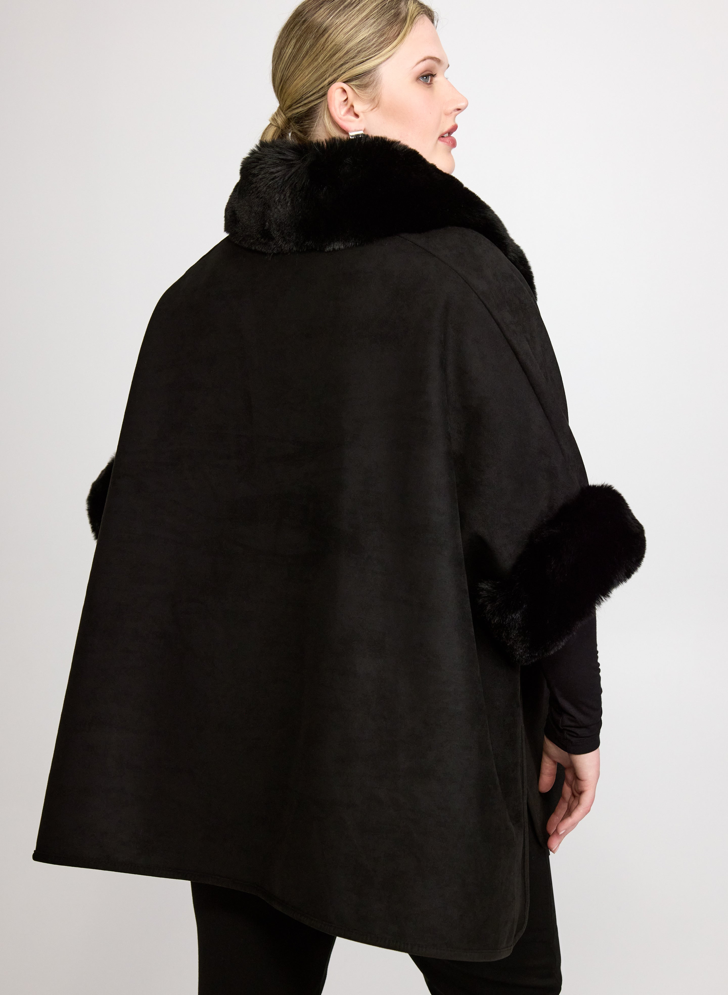 Faux-Suede Poncho-Tactilefable