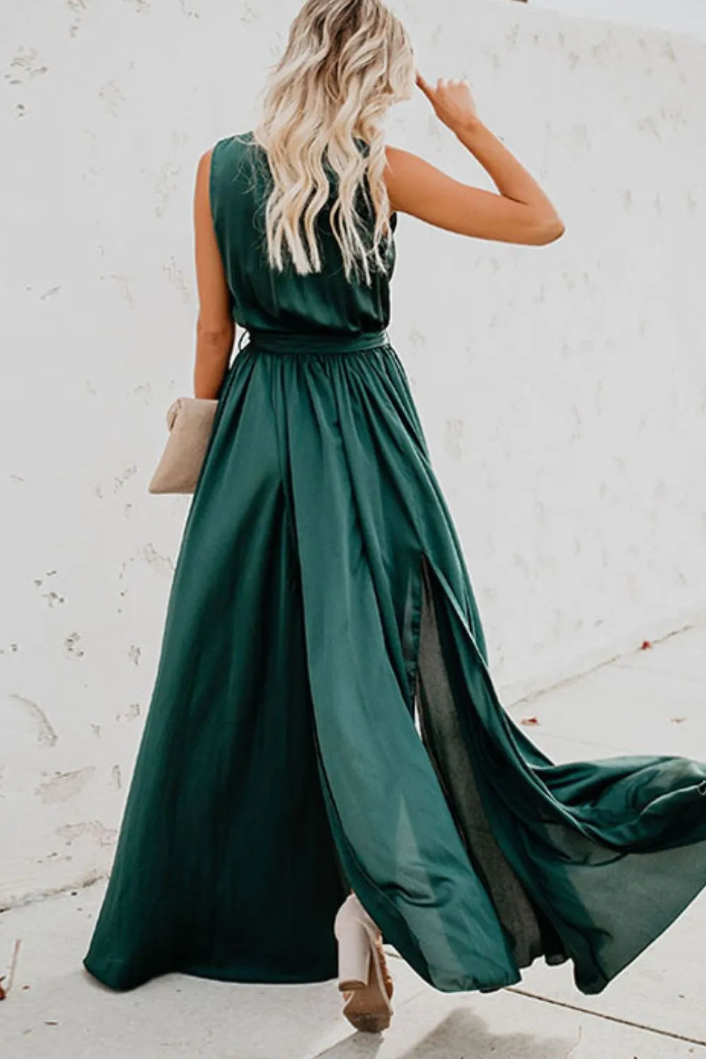 Gilded Hour Surplice Tie Waist Maxi Dress | 3 colors | Poundton-Tactilefable