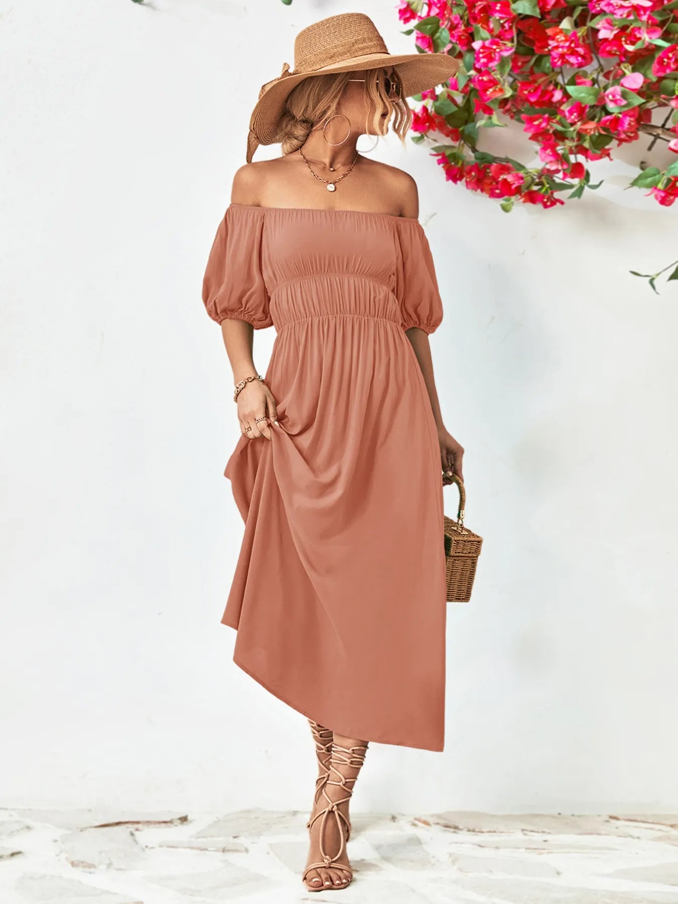 Boho Chic Puff Sleeve Maxi Dress | 3 Colors-Tactilefable