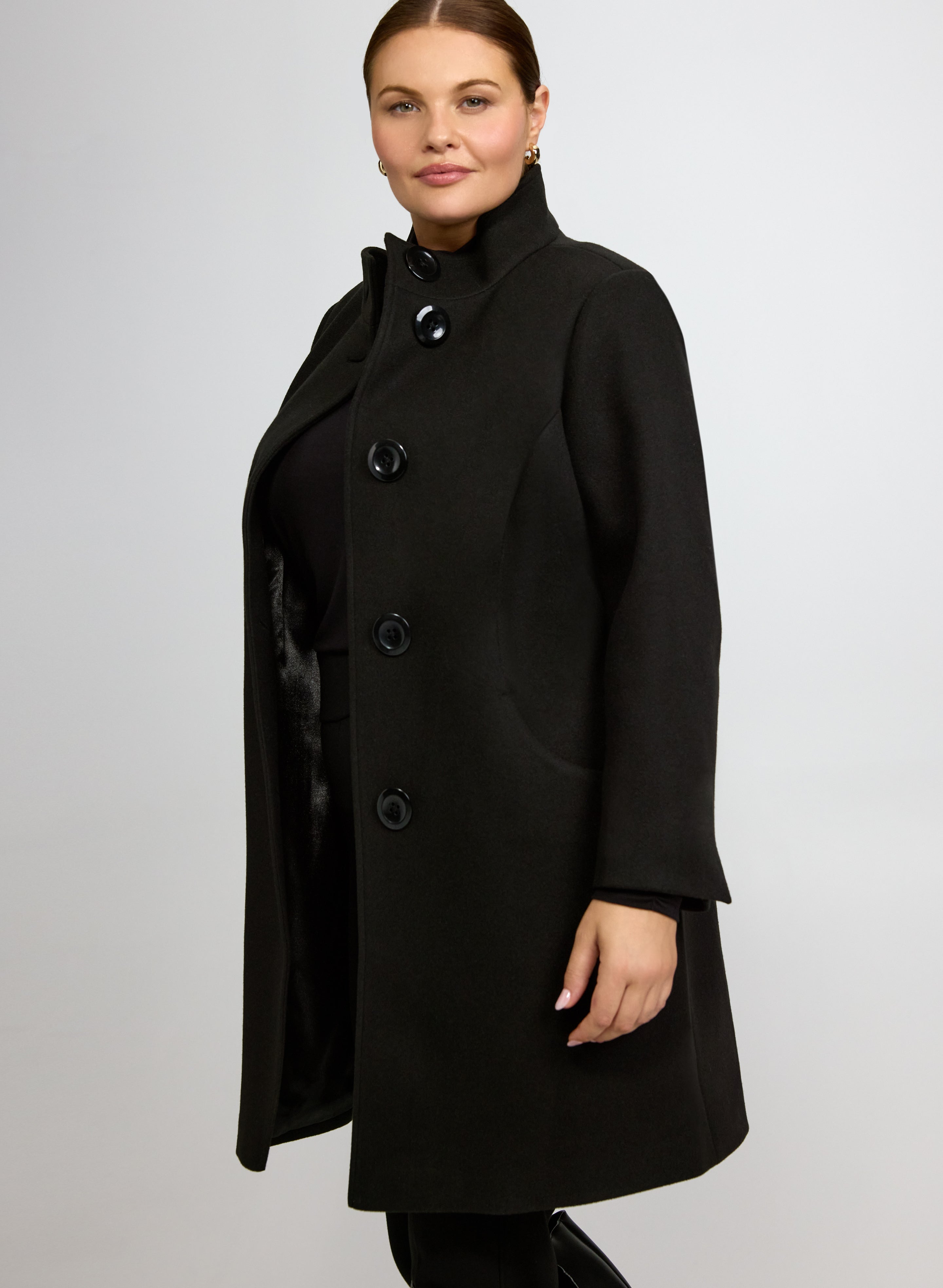 Stretch Wool-Blend Coat-Tactilefable