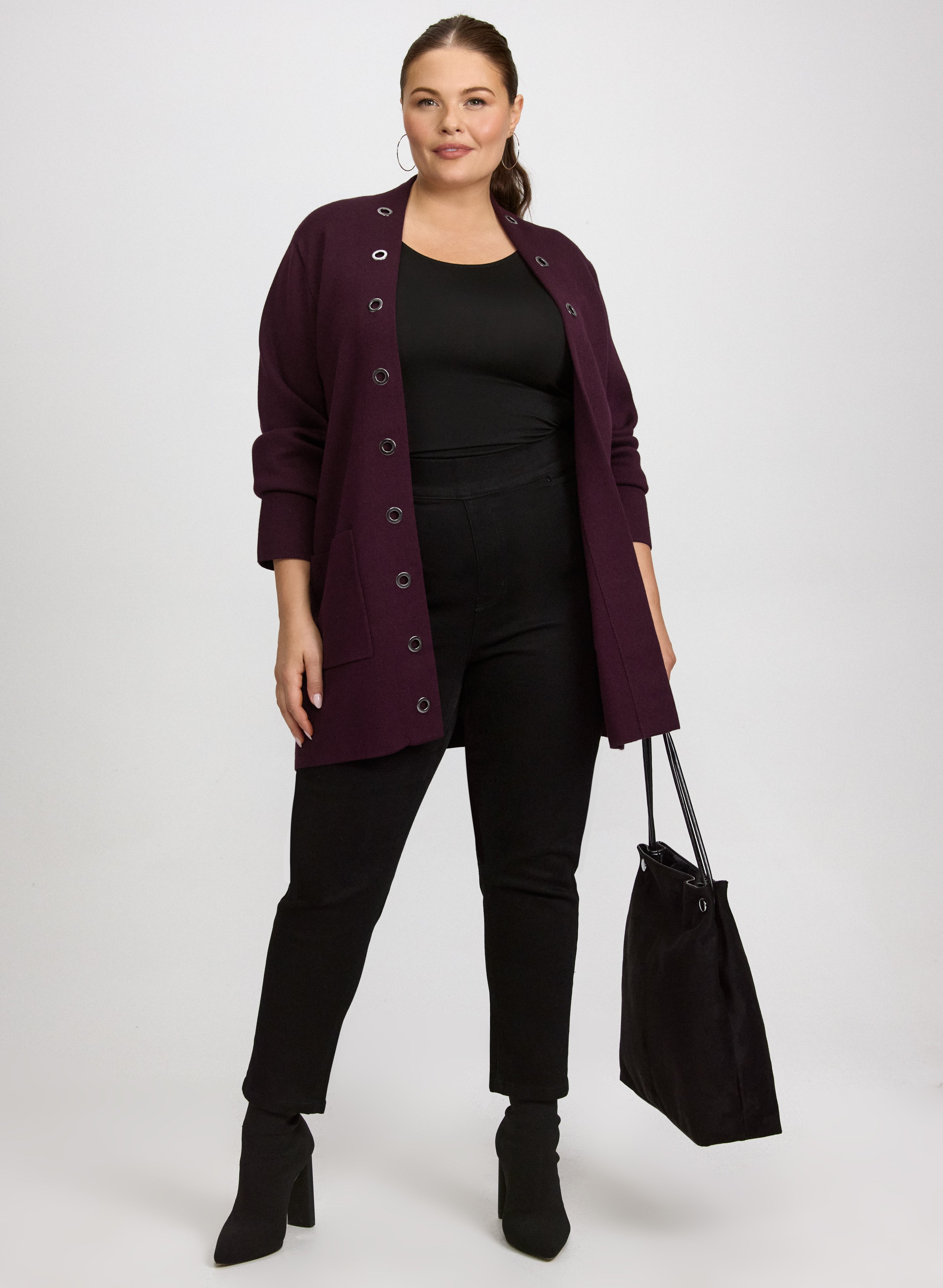 Grommet Detail Cardigan-Tactilefable