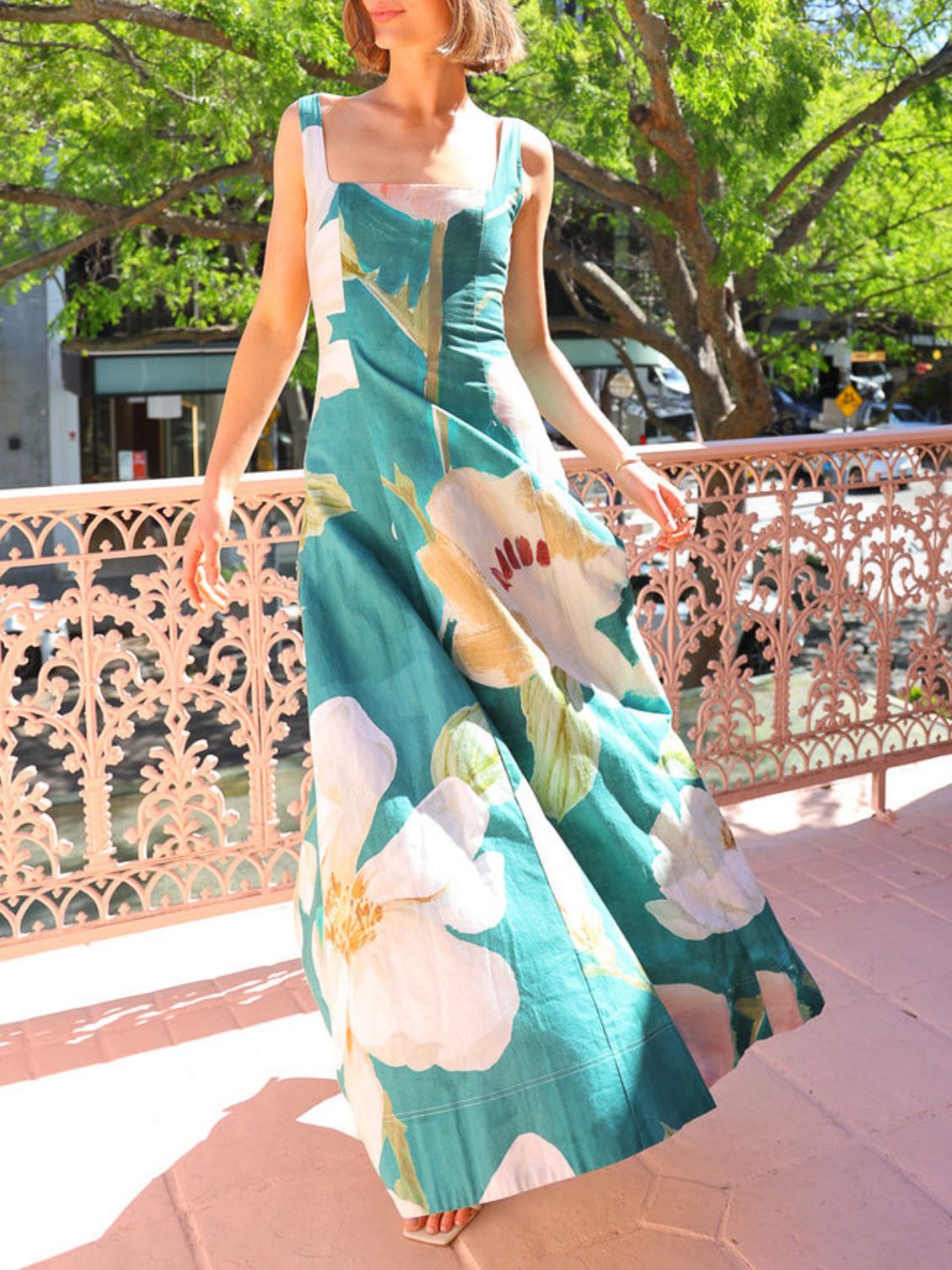 Sadie Printed Square Neck Maxi Dress | 2 Colors | Poundton-Tactilefable