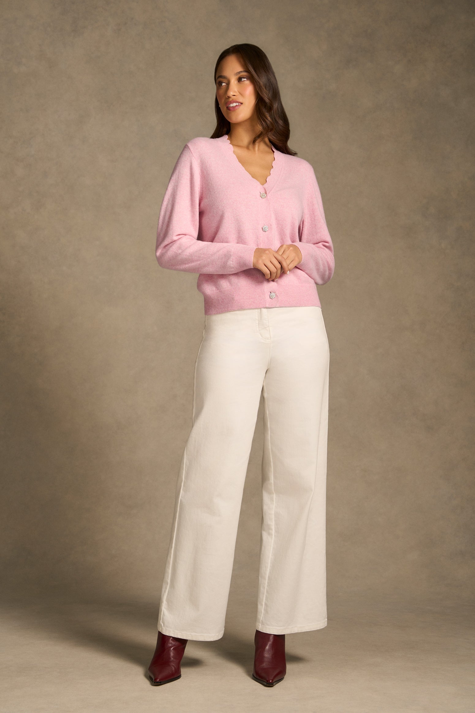 Diamonti Button Cardigan - Chateau Pink-Tactilefable