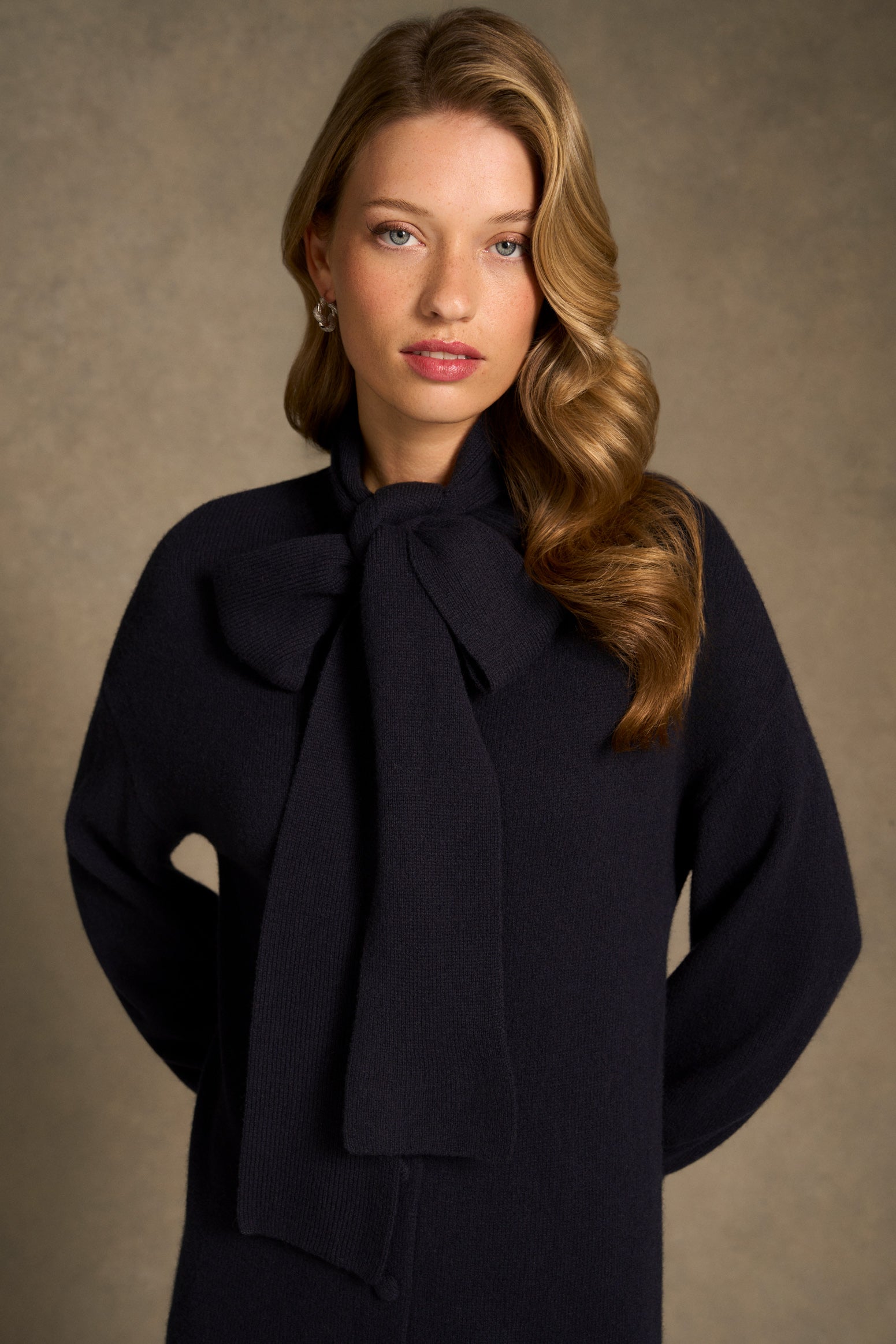Tie Neck Cardigan Dress - Ink-Tactilefable
