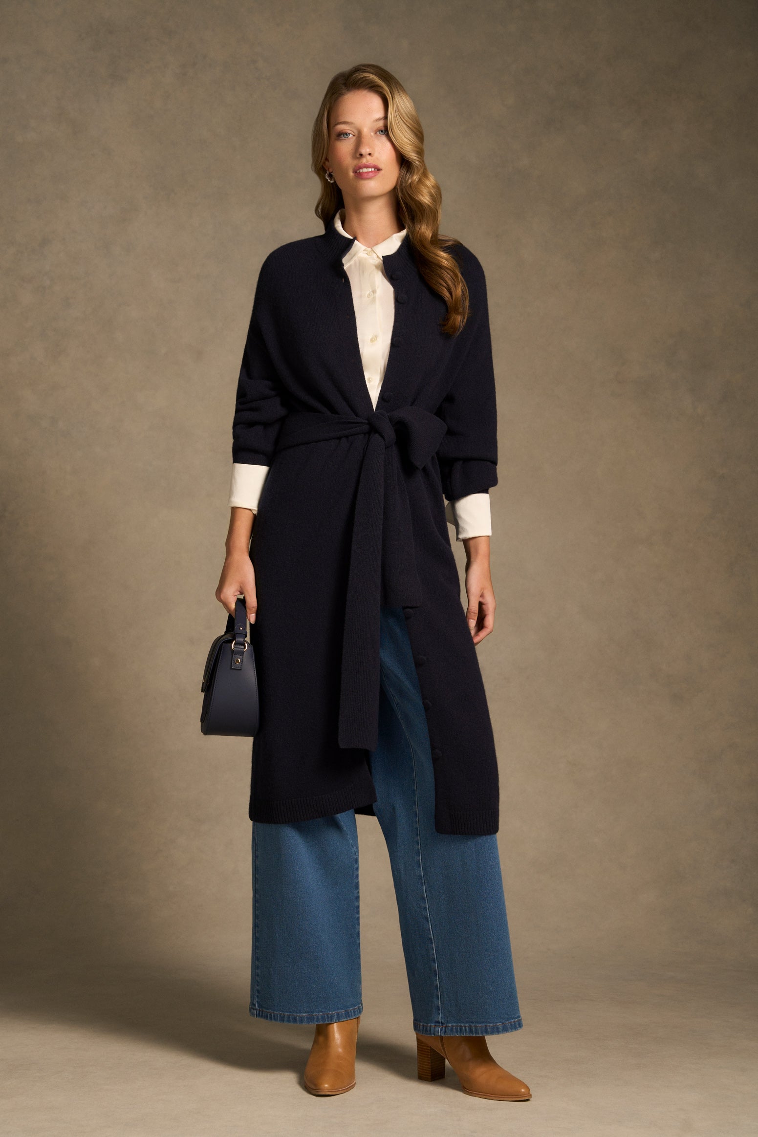 Tie Neck Cardigan Dress - Ink-Tactilefable