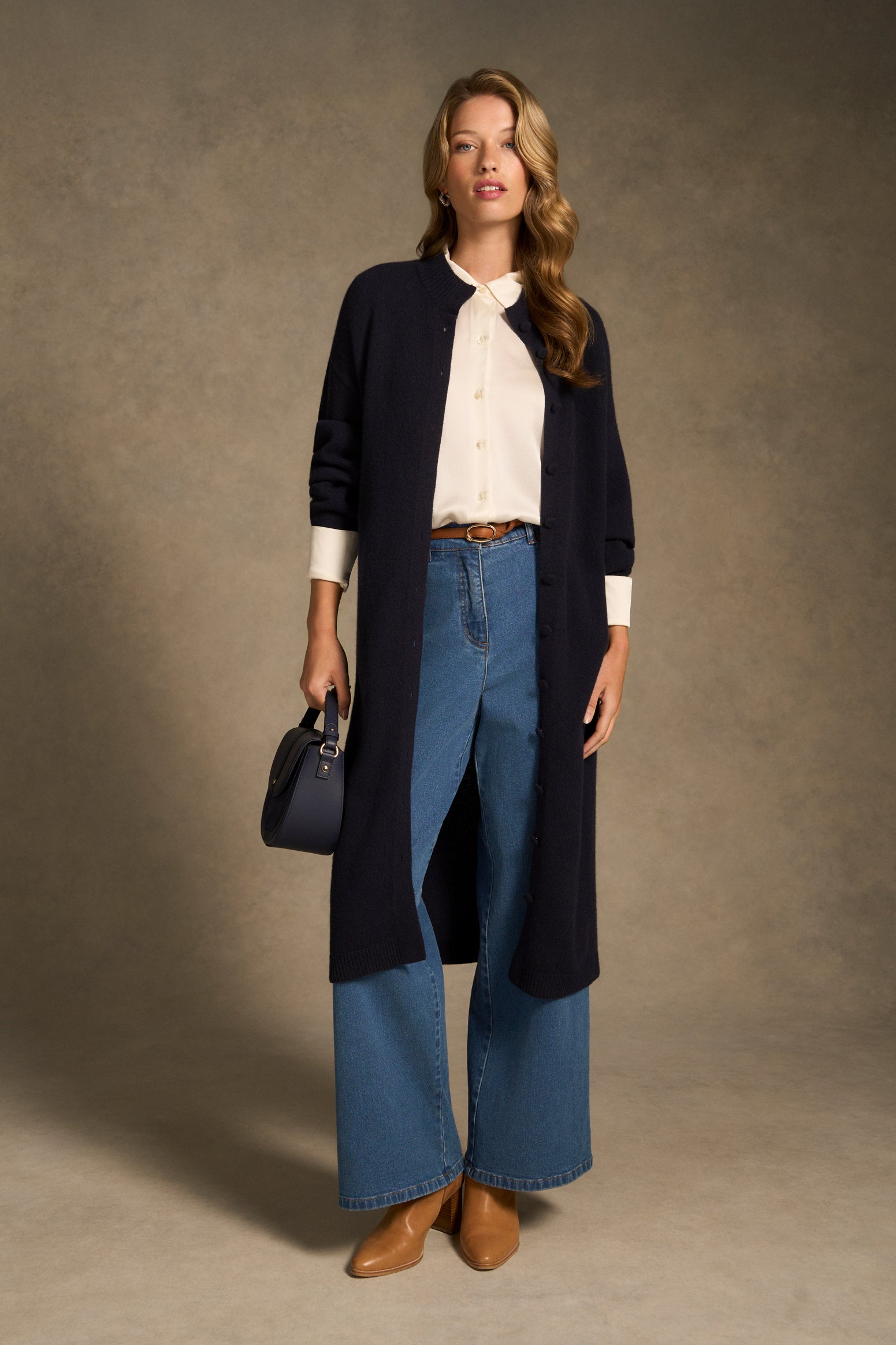 Tie Neck Cardigan Dress - Ink-Tactilefable