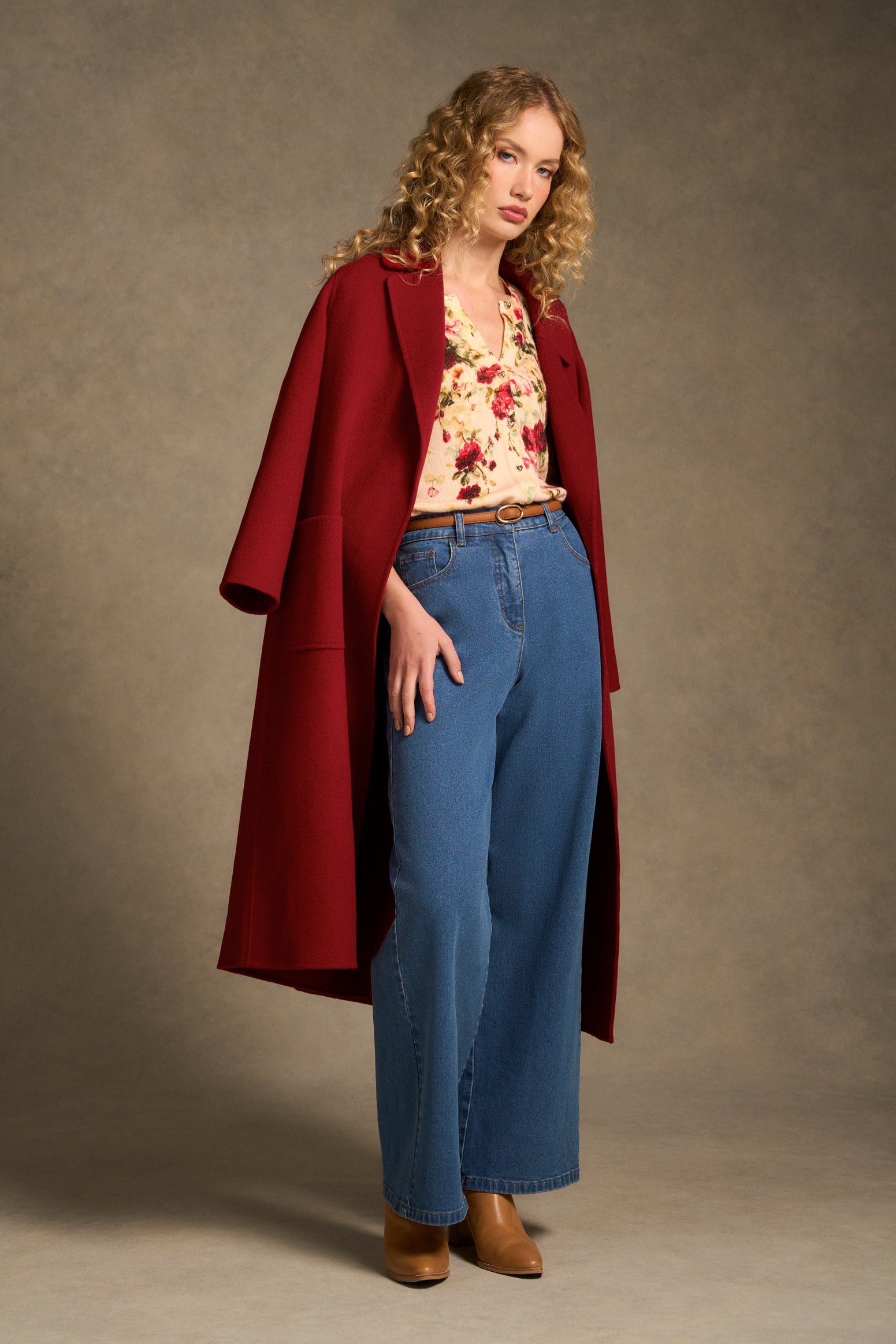 Printed Wool Cardigan - Sweet Blossoms Print-Tactilefable