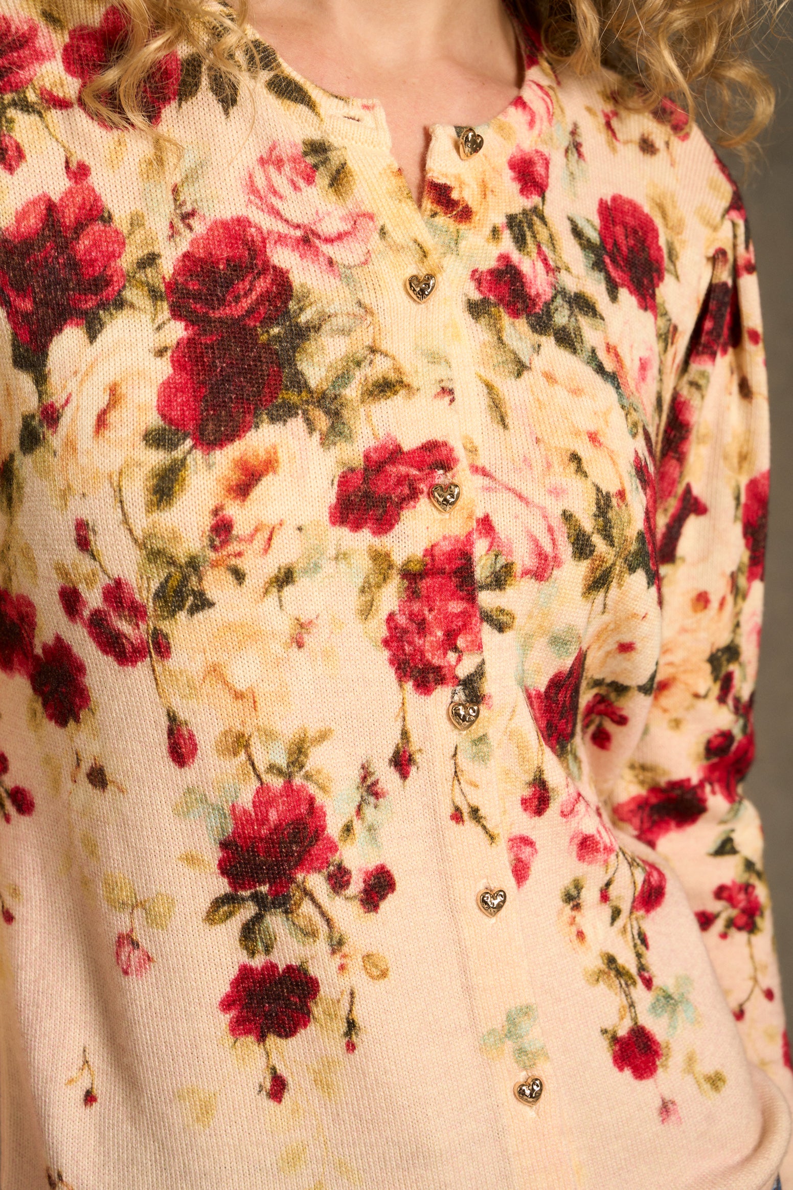 Printed Wool Cardigan - Sweet Blossoms Print-Tactilefable