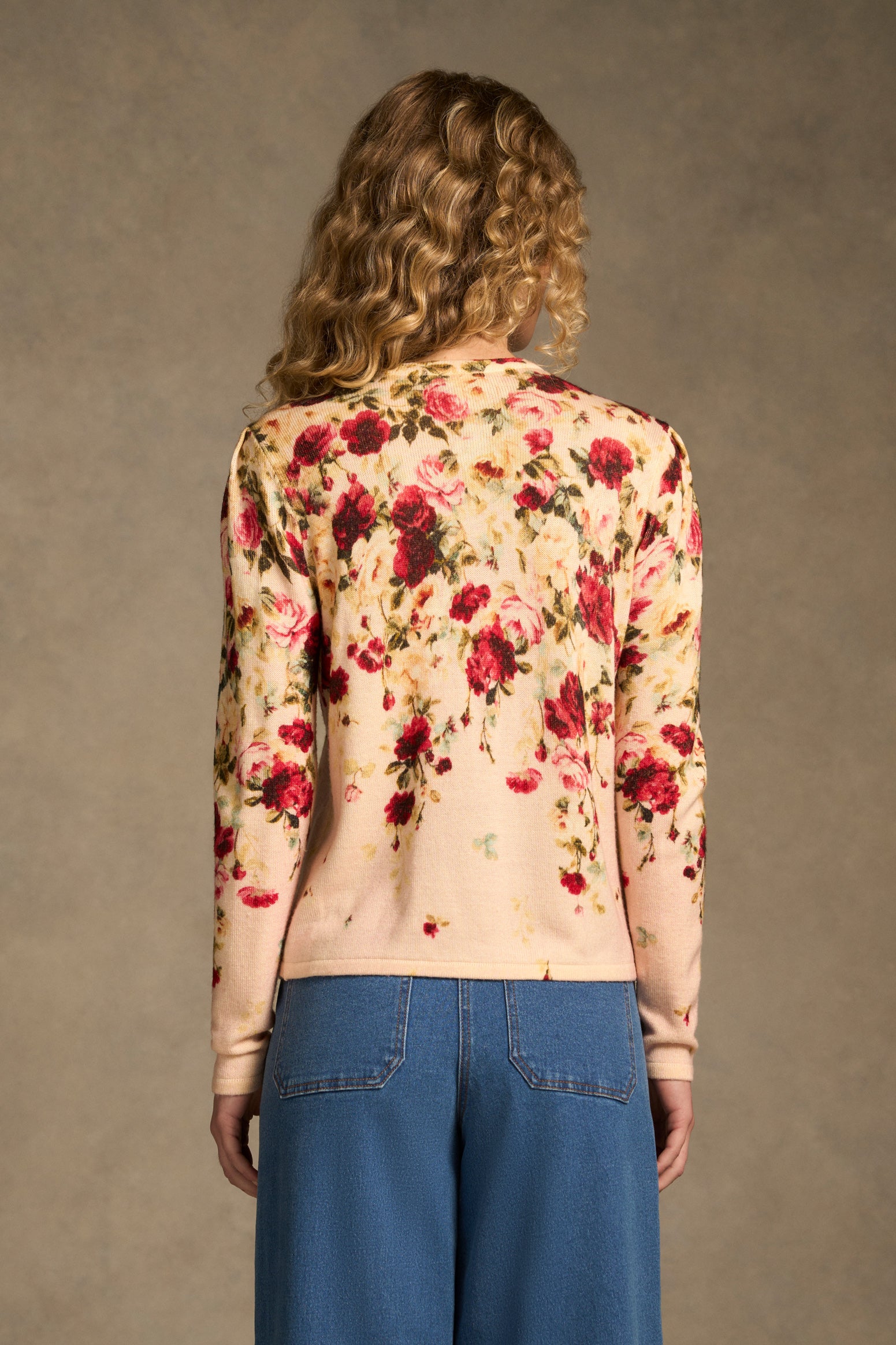 Printed Wool Cardigan - Sweet Blossoms Print-Tactilefable