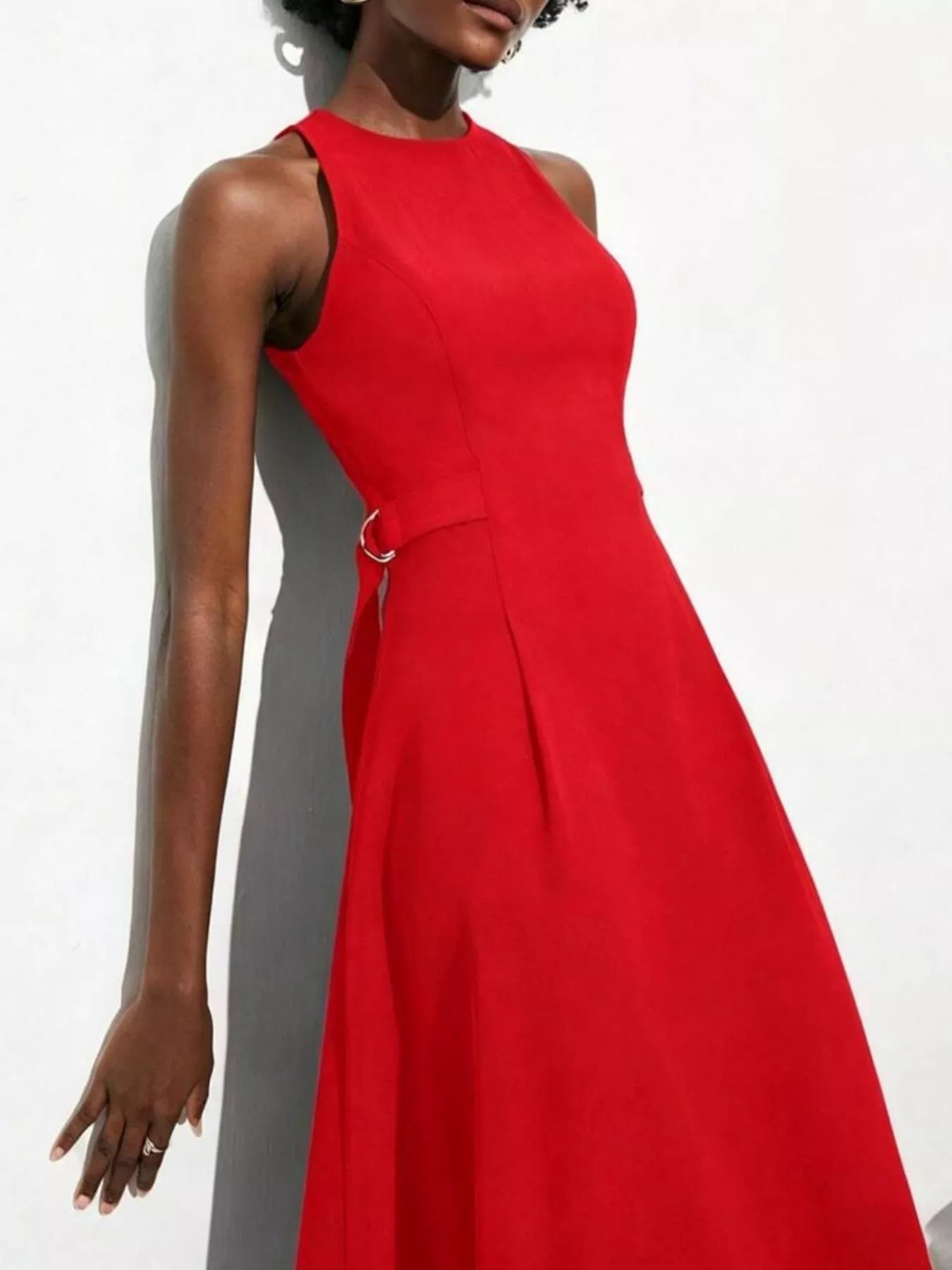 Ladylike Sleeveless Midi Dress-Tactilefable