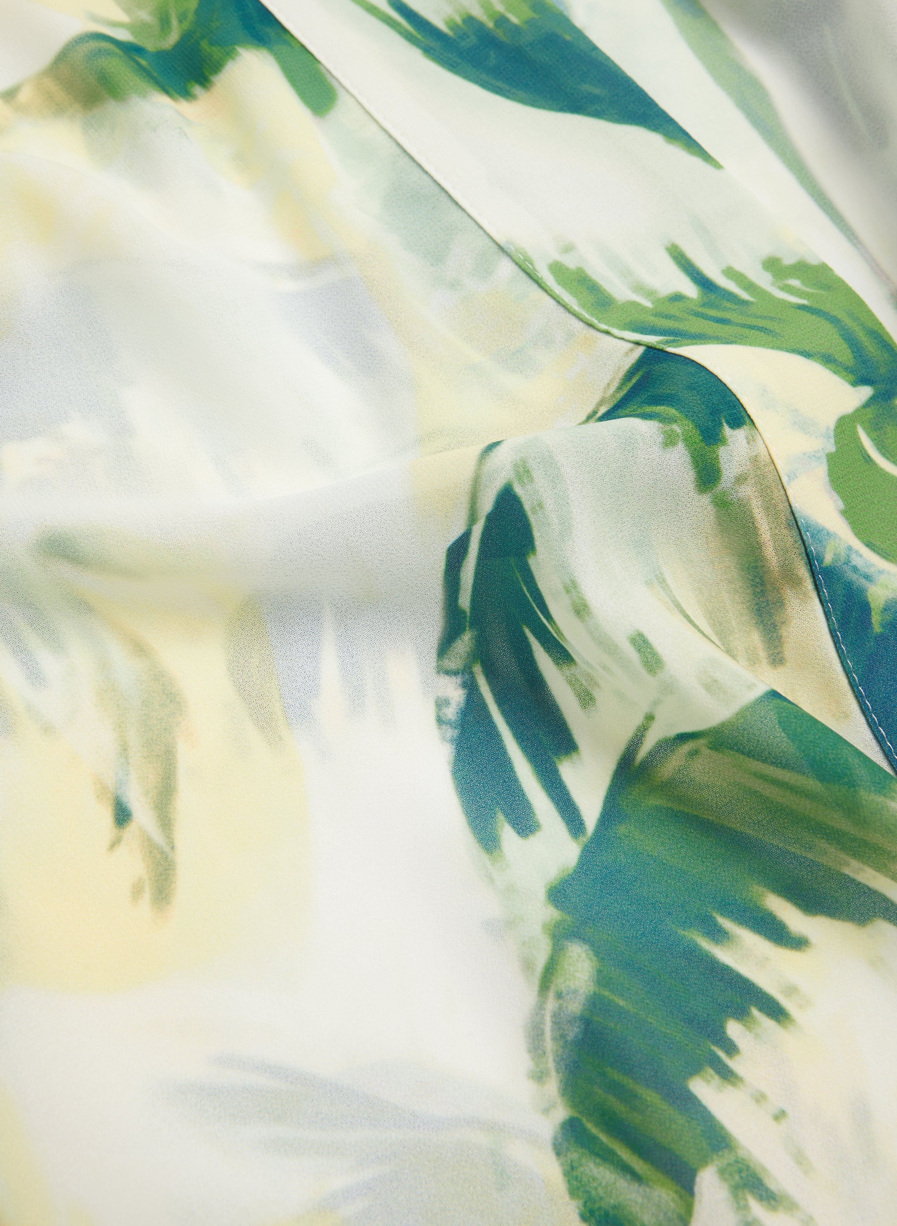 Palm Print Open Front Blouse-Tactilefable