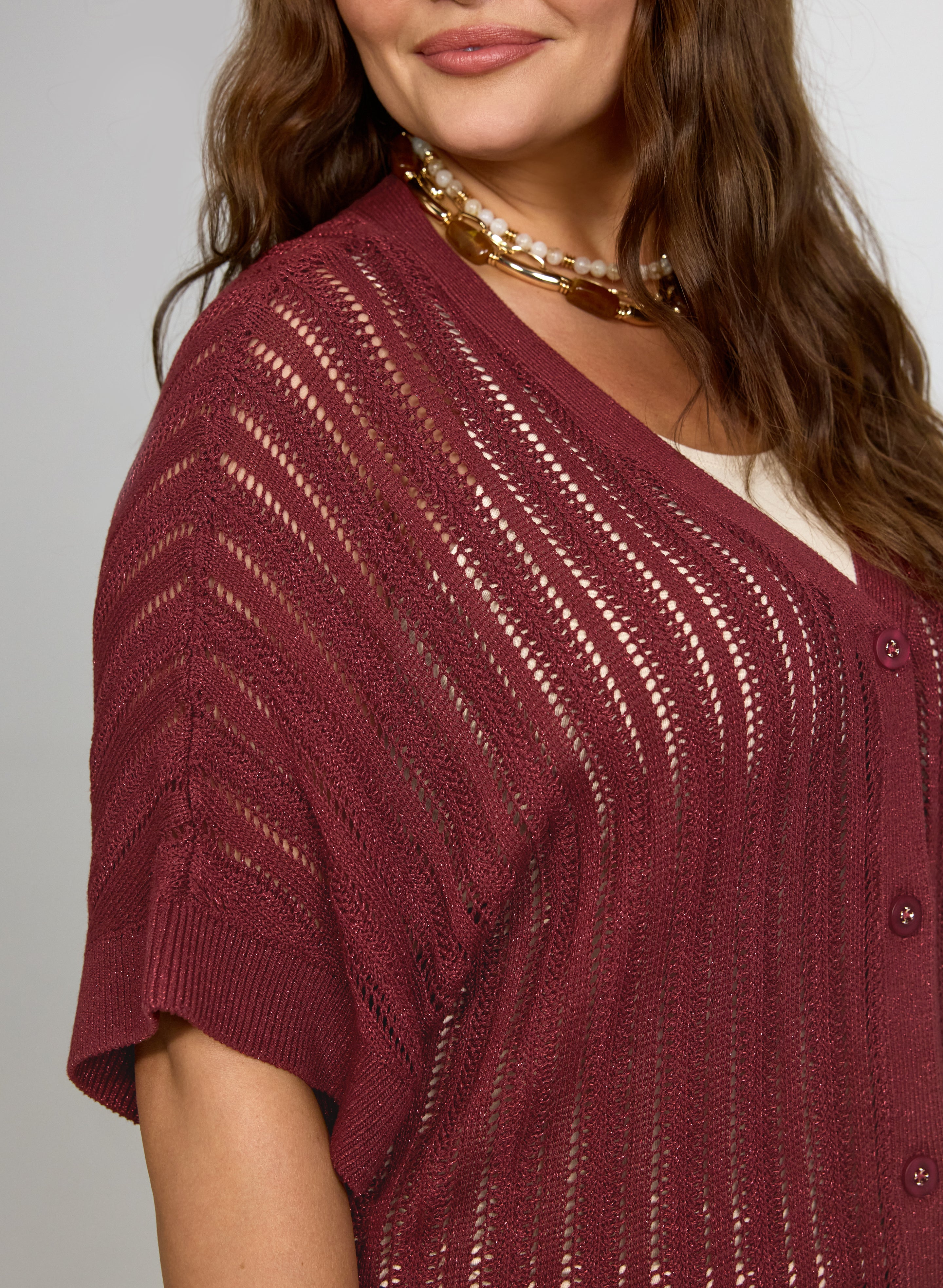 Lurex Short Sleeve Cardigan-Tactilefable