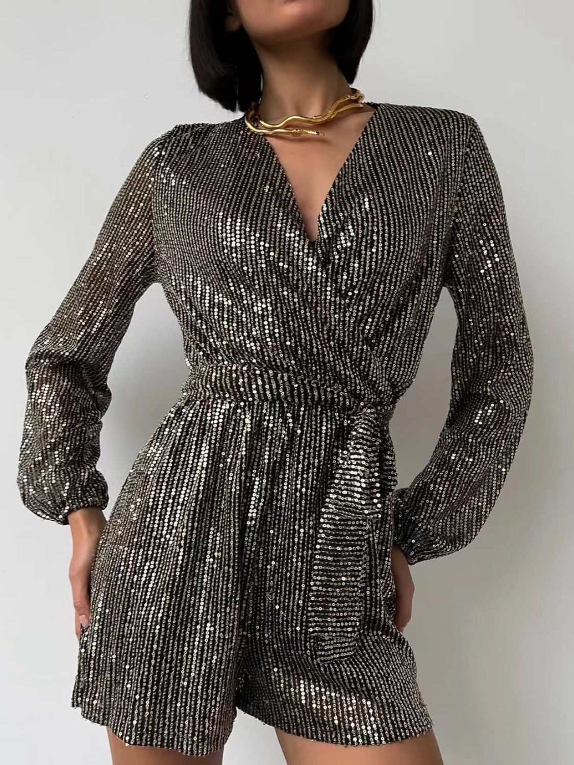 Tie Waist Long Sleeve Romper | 7 Colors-Tactilefable