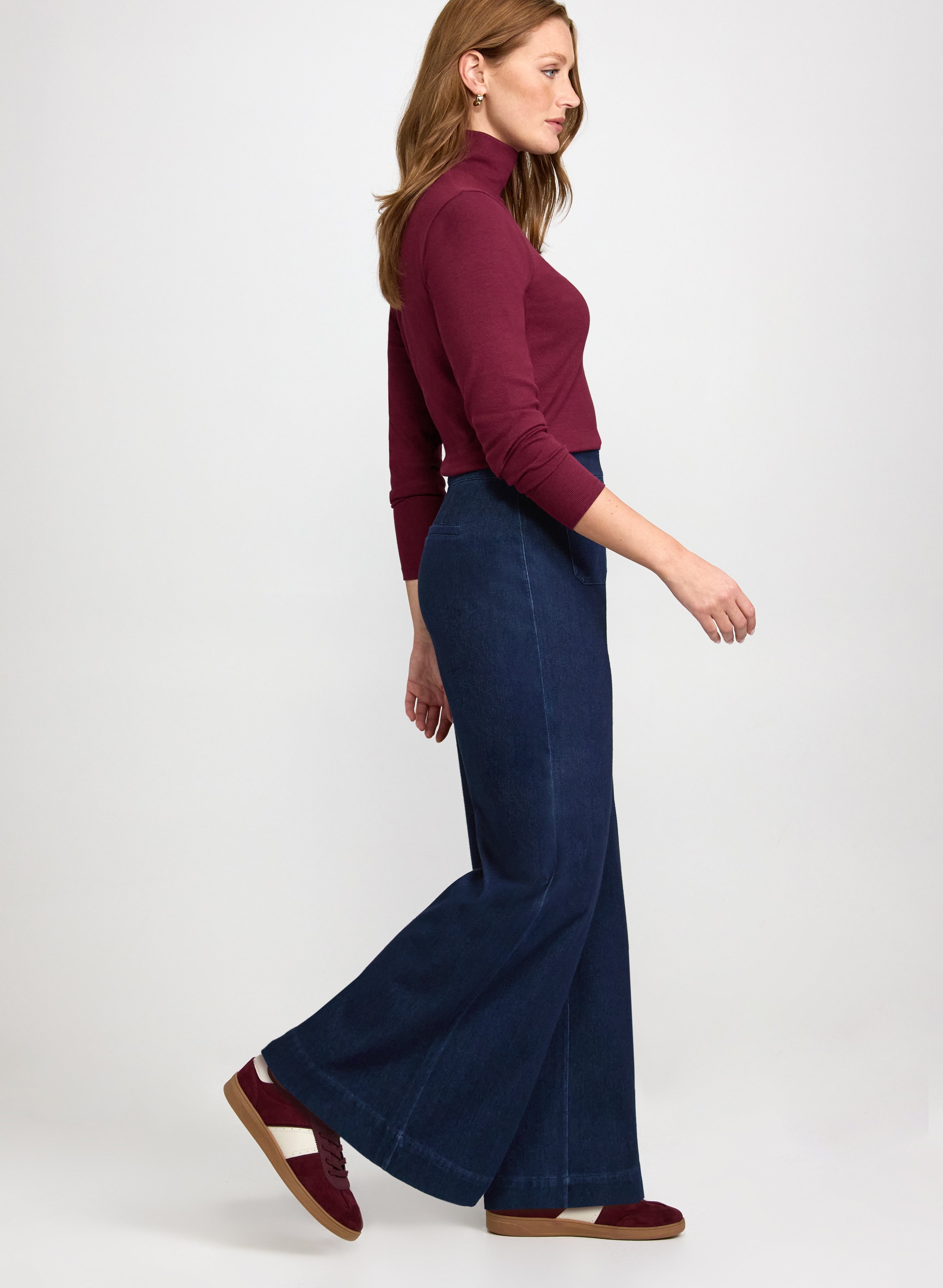 Comfort Stretch Wide-Leg Jeans-Tactilefable