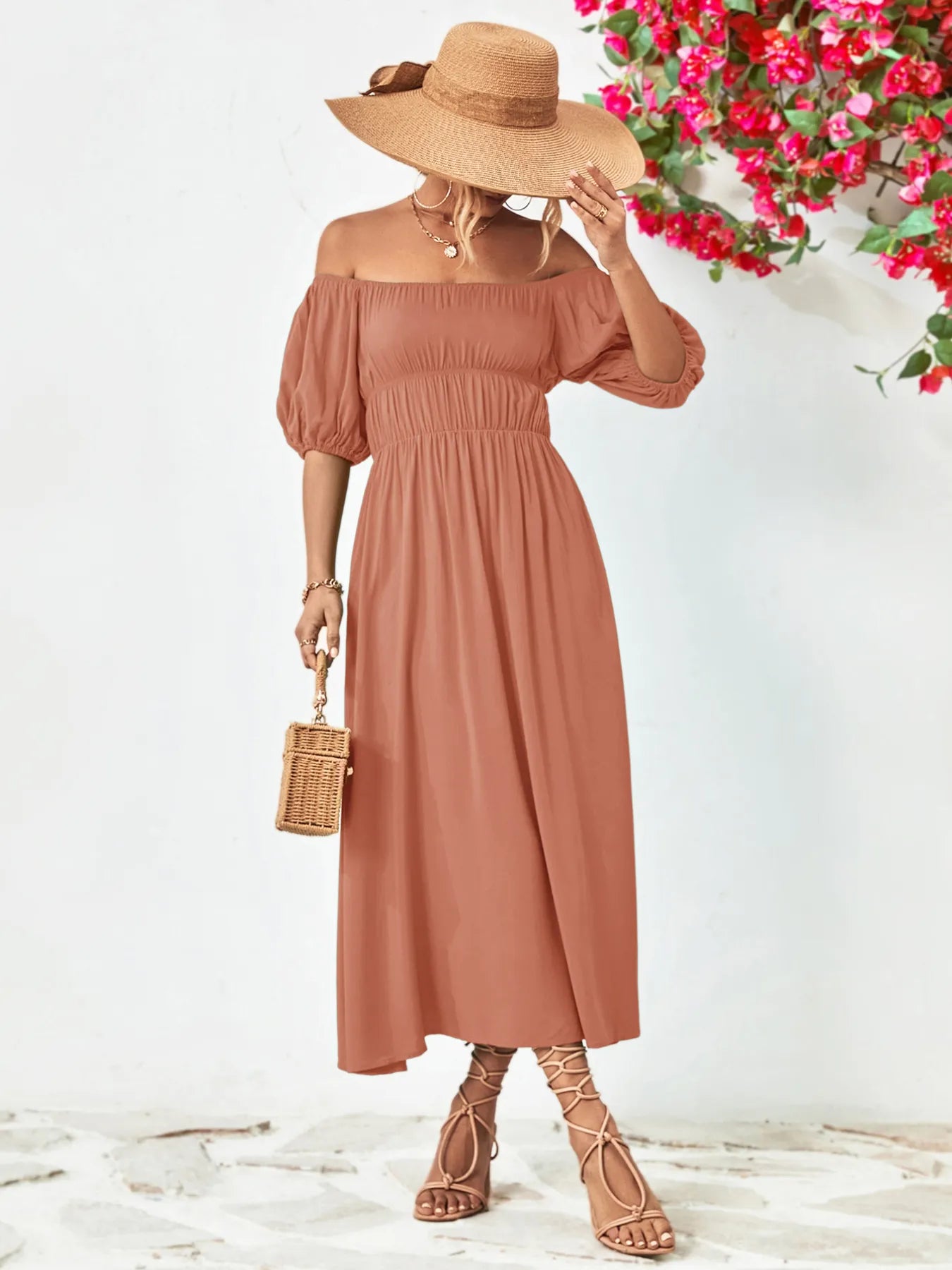 Boho Chic Puff Sleeve Maxi Dress | 3 Colors-Tactilefable