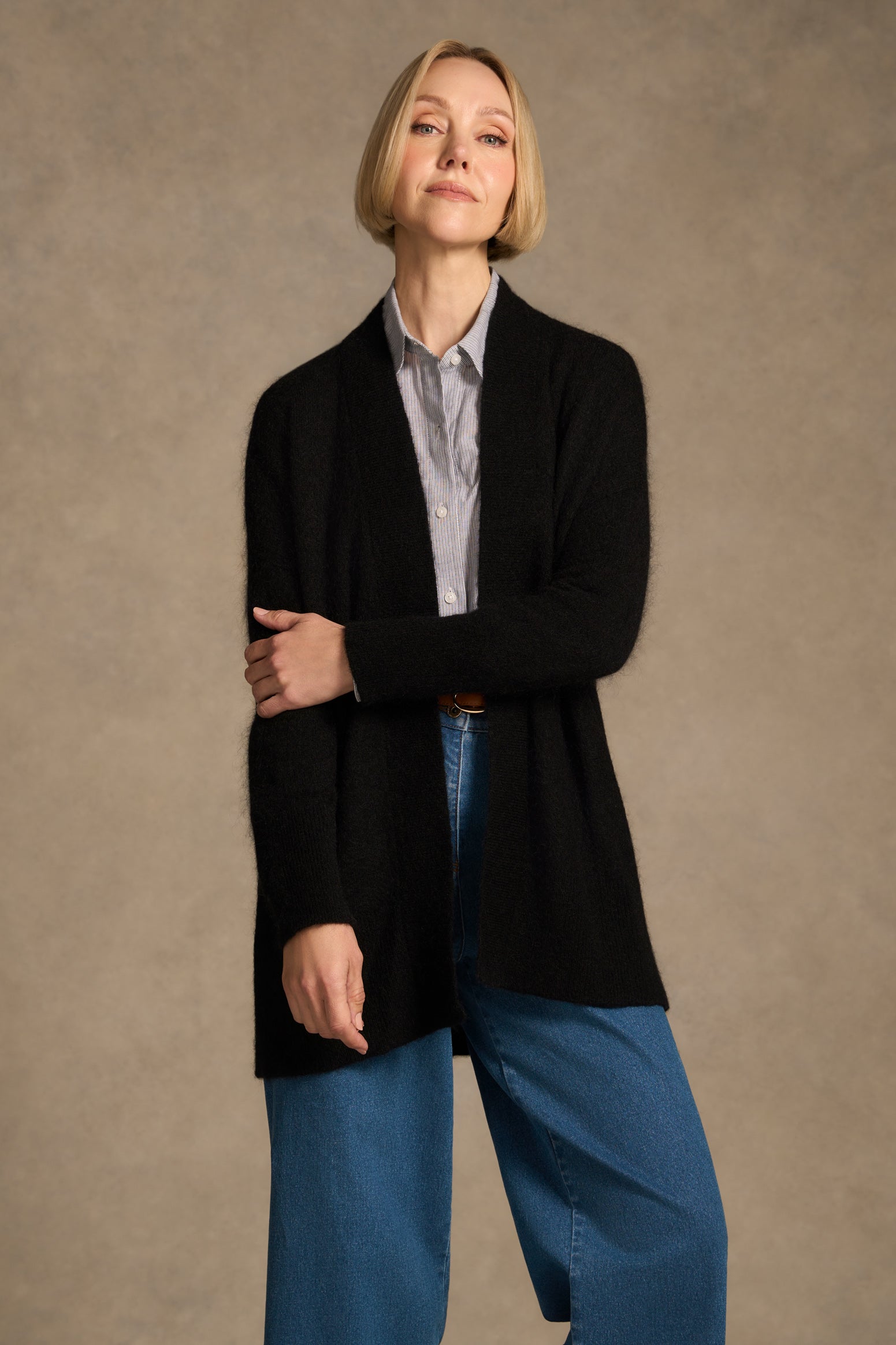 Mohair Blend Cardigan – Black-Tactilefable