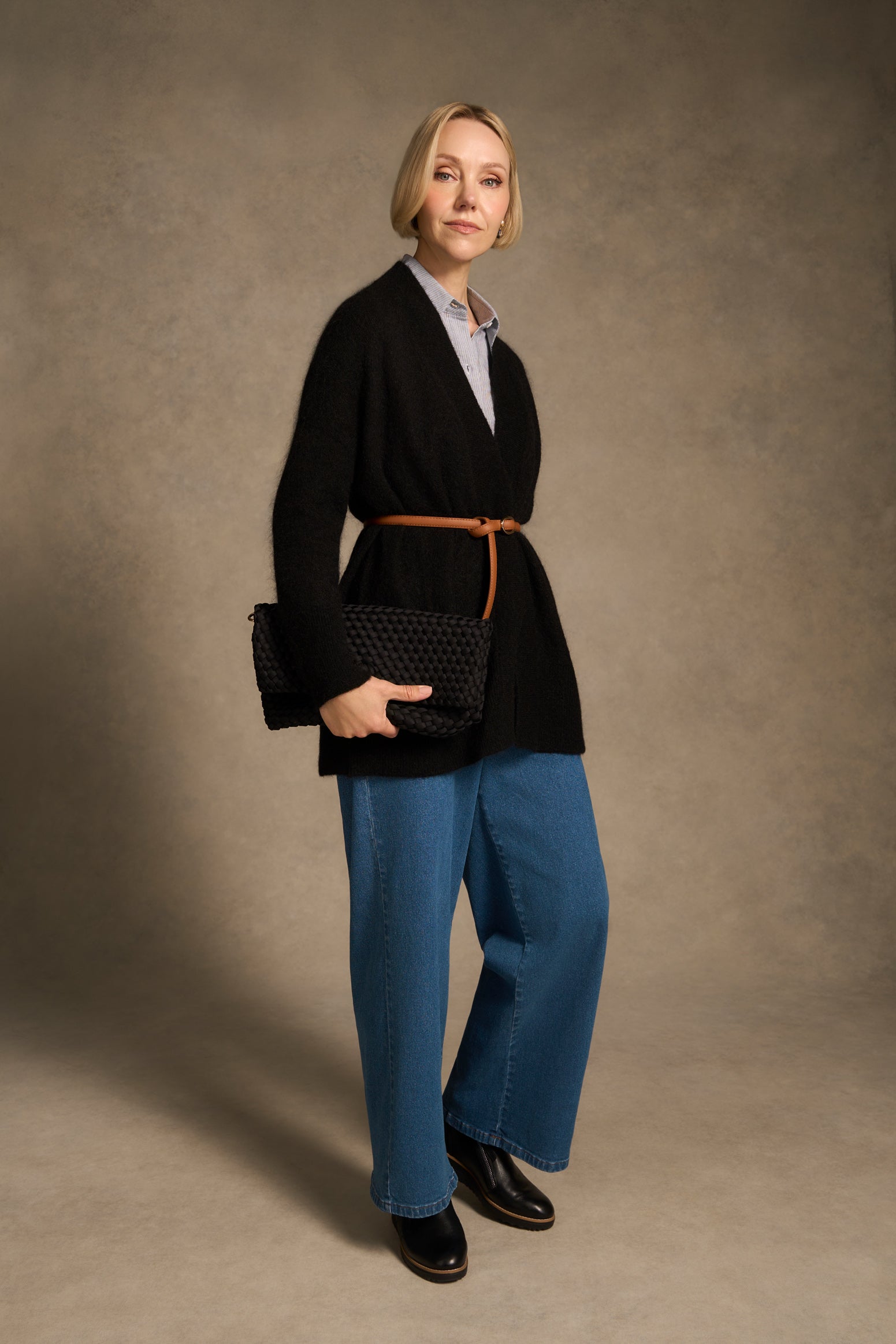 Mohair Blend Cardigan – Black-Tactilefable