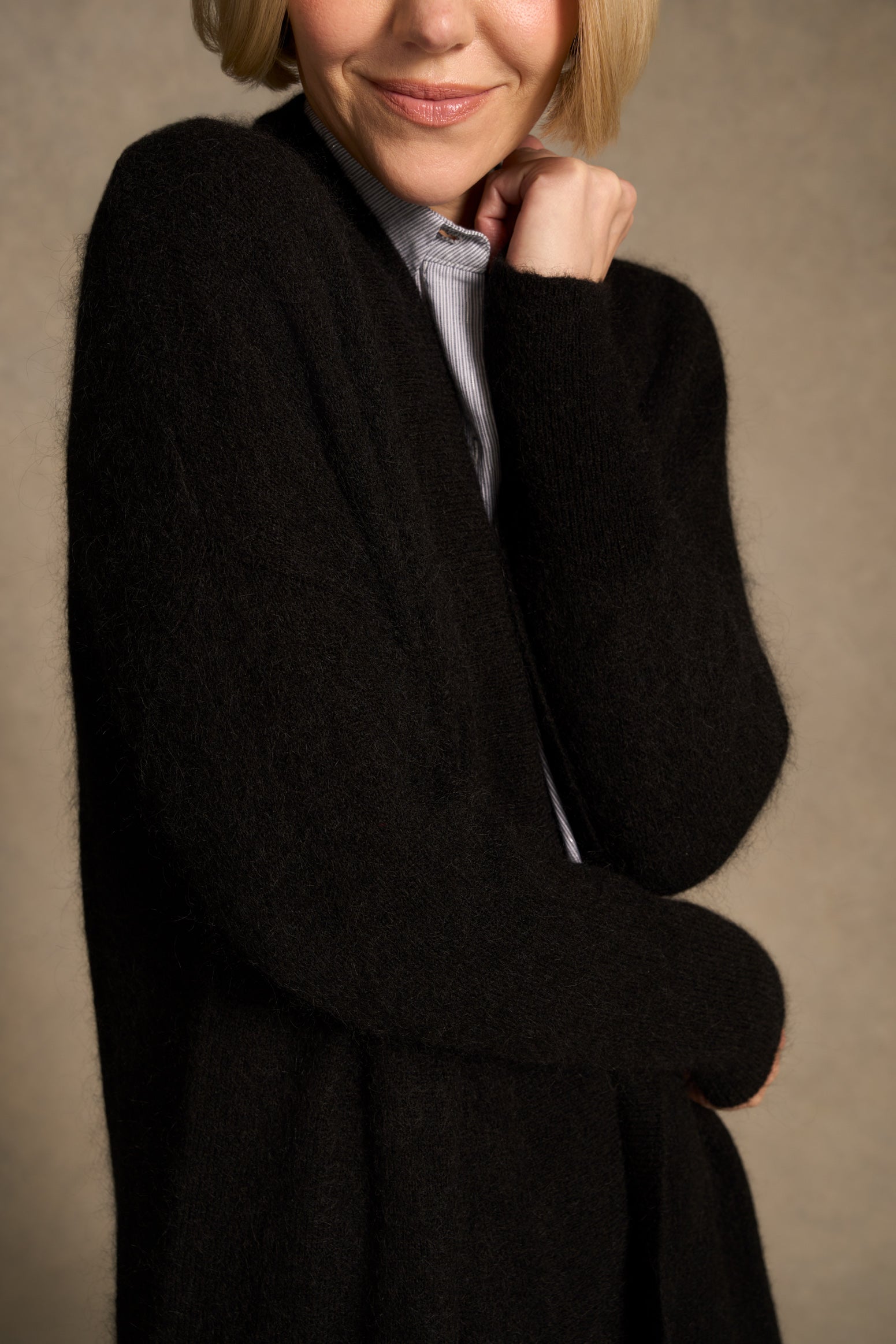 Mohair Blend Cardigan – Black-Tactilefable