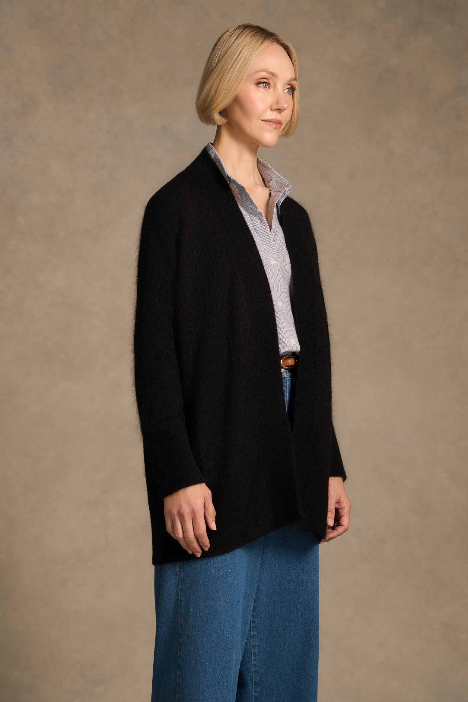 Mohair Blend Cardigan – Black-Tactilefable