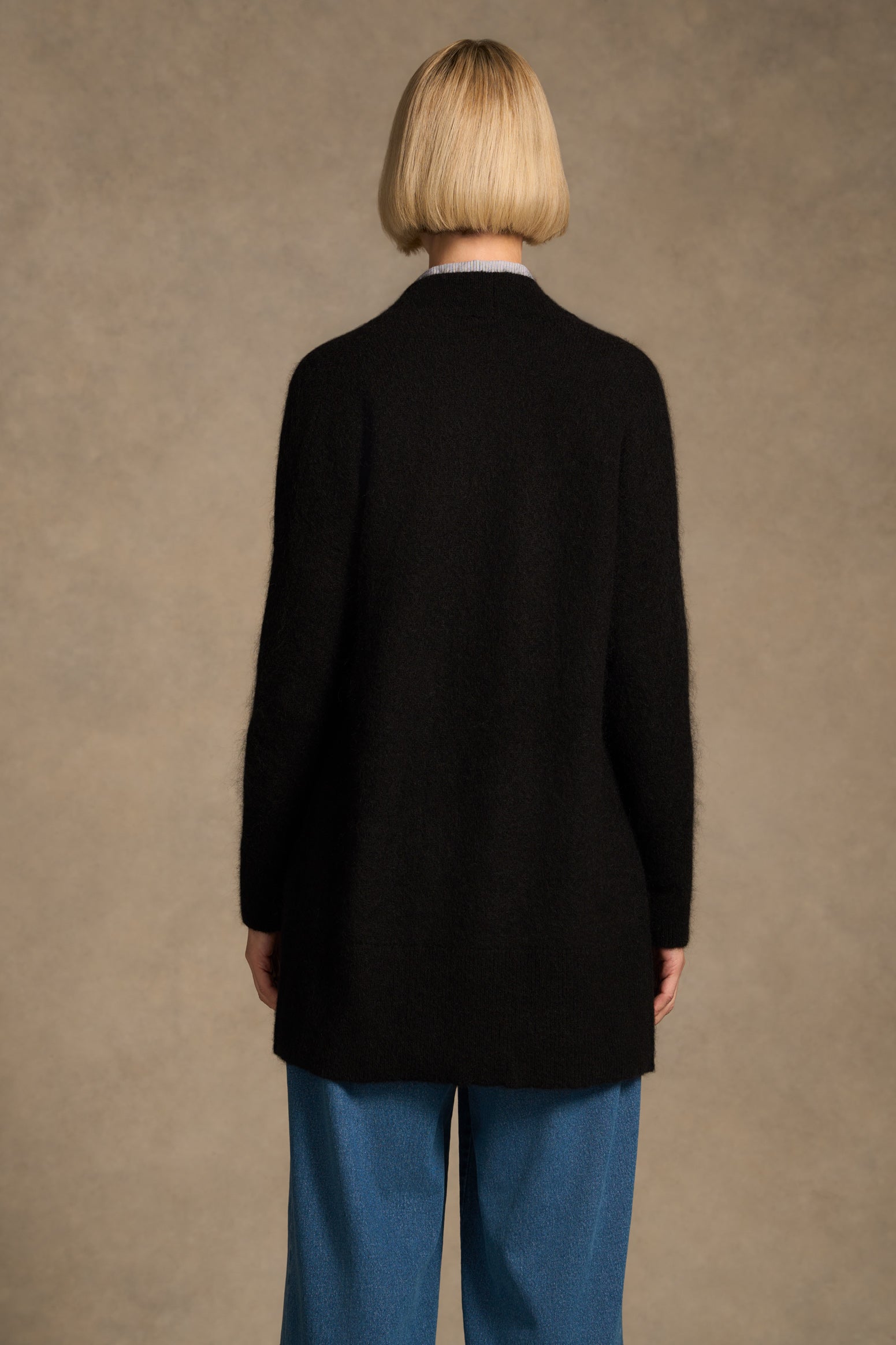 Mohair Blend Cardigan – Black-Tactilefable