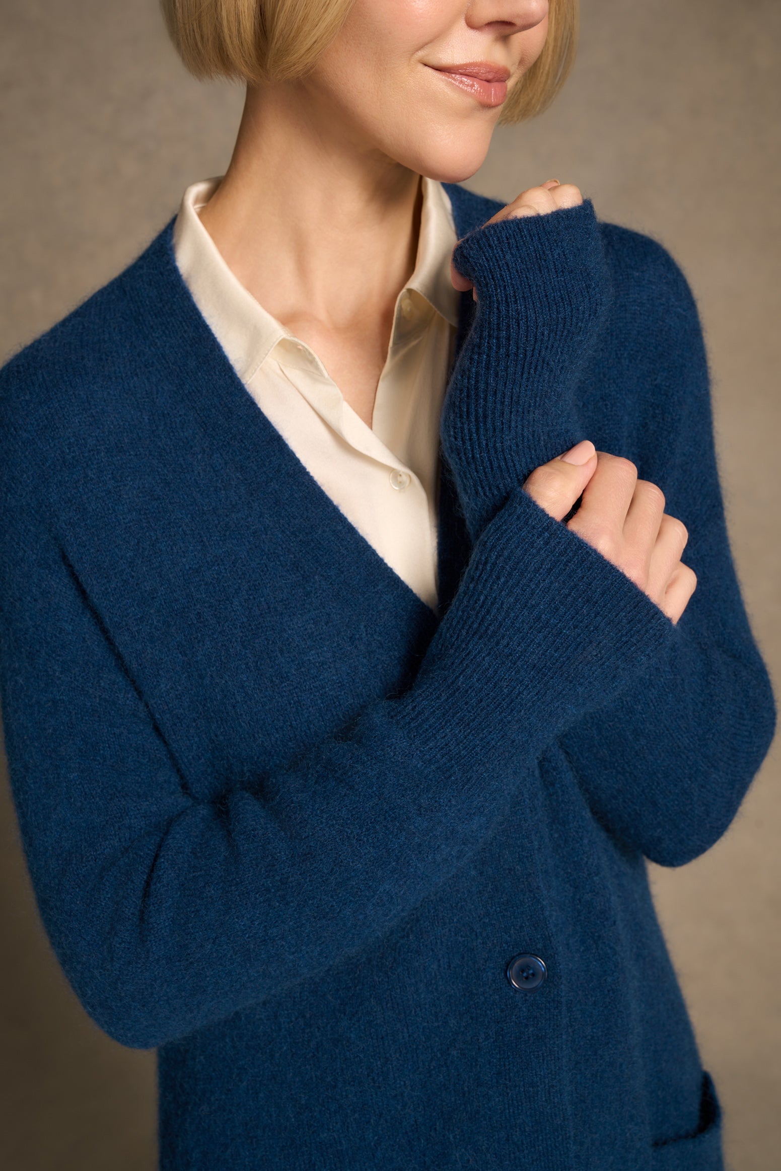 Button Through Mohair Cardigan - Midnight Blue-Tactilefable