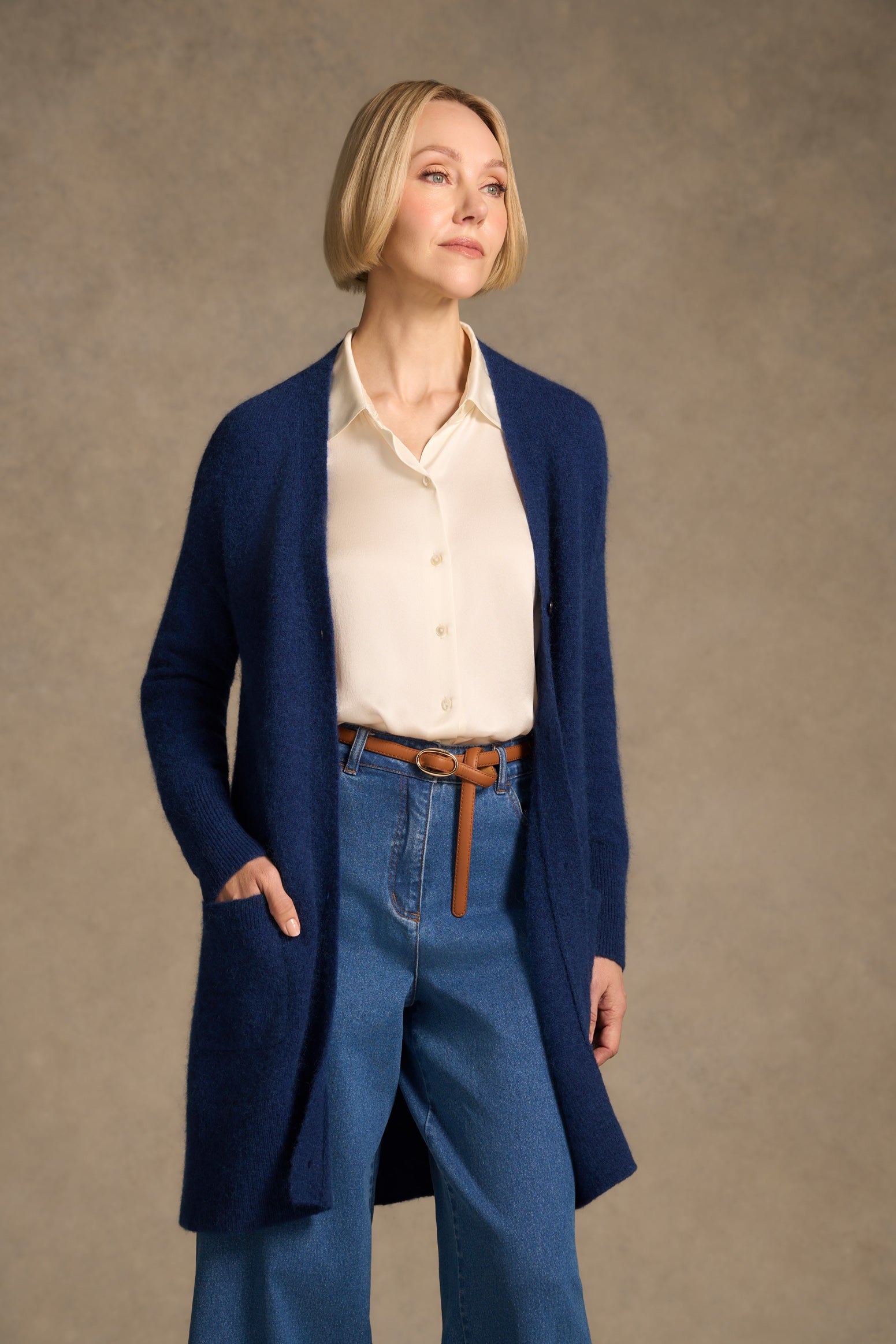 Button Through Mohair Cardigan - Midnight Blue-Tactilefable