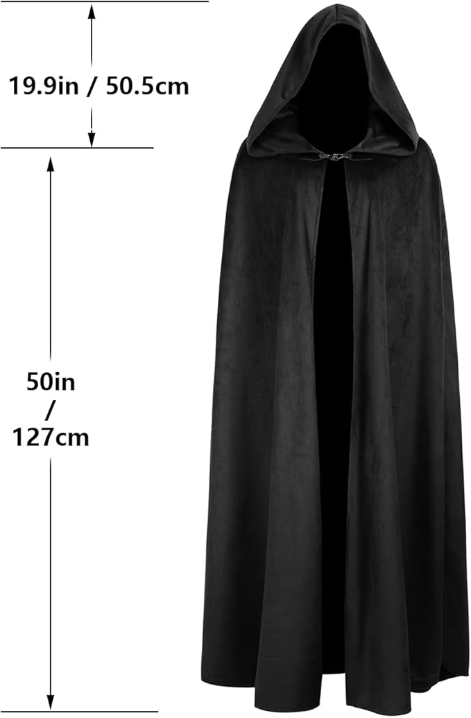 Medieval Cloak with Hood, Renaissance Halloween Hooded Cape-Tactilefable