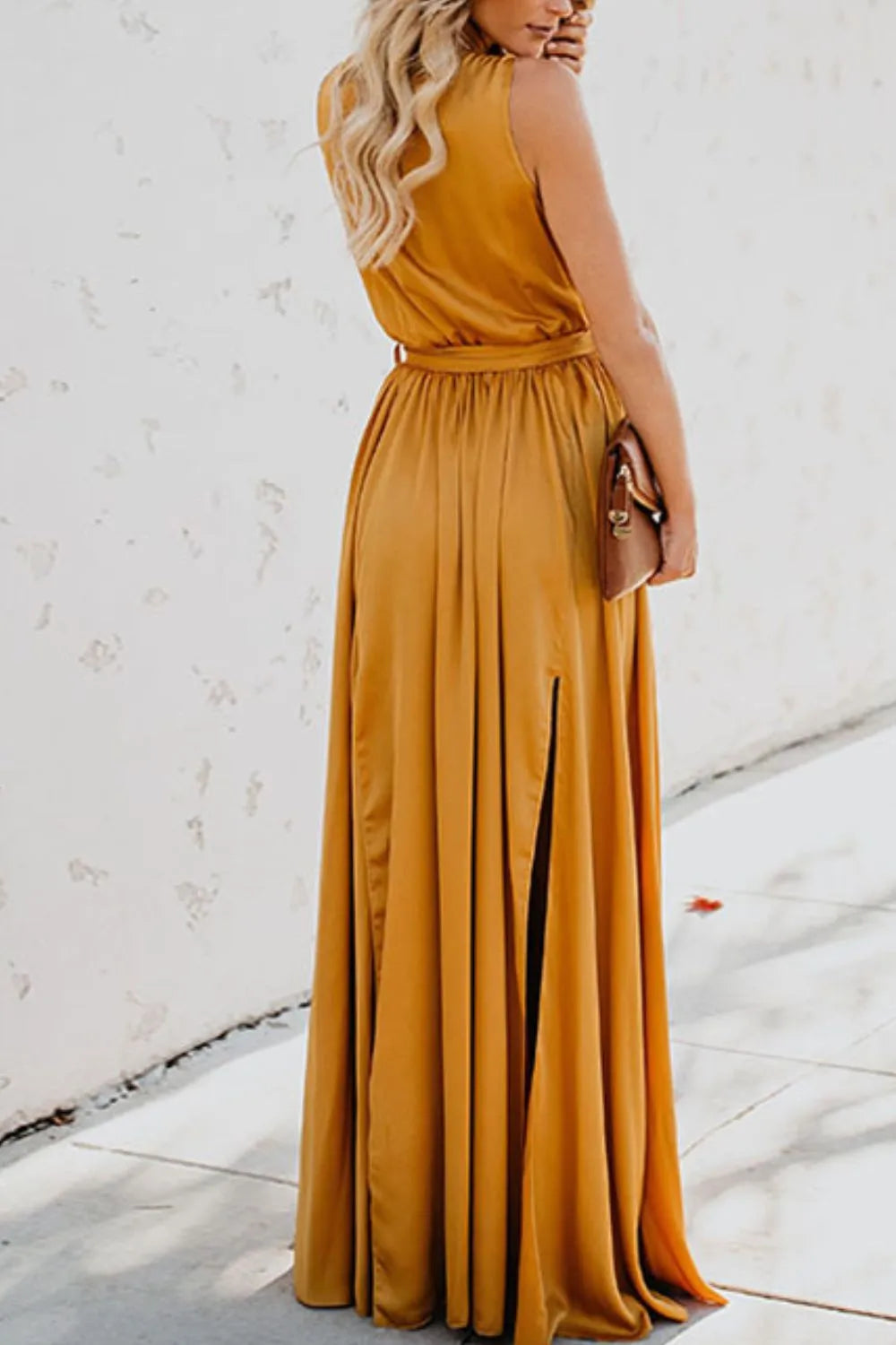 Gilded Hour Surplice Tie Waist Maxi Dress | 3 colors | Poundton-Tactilefable