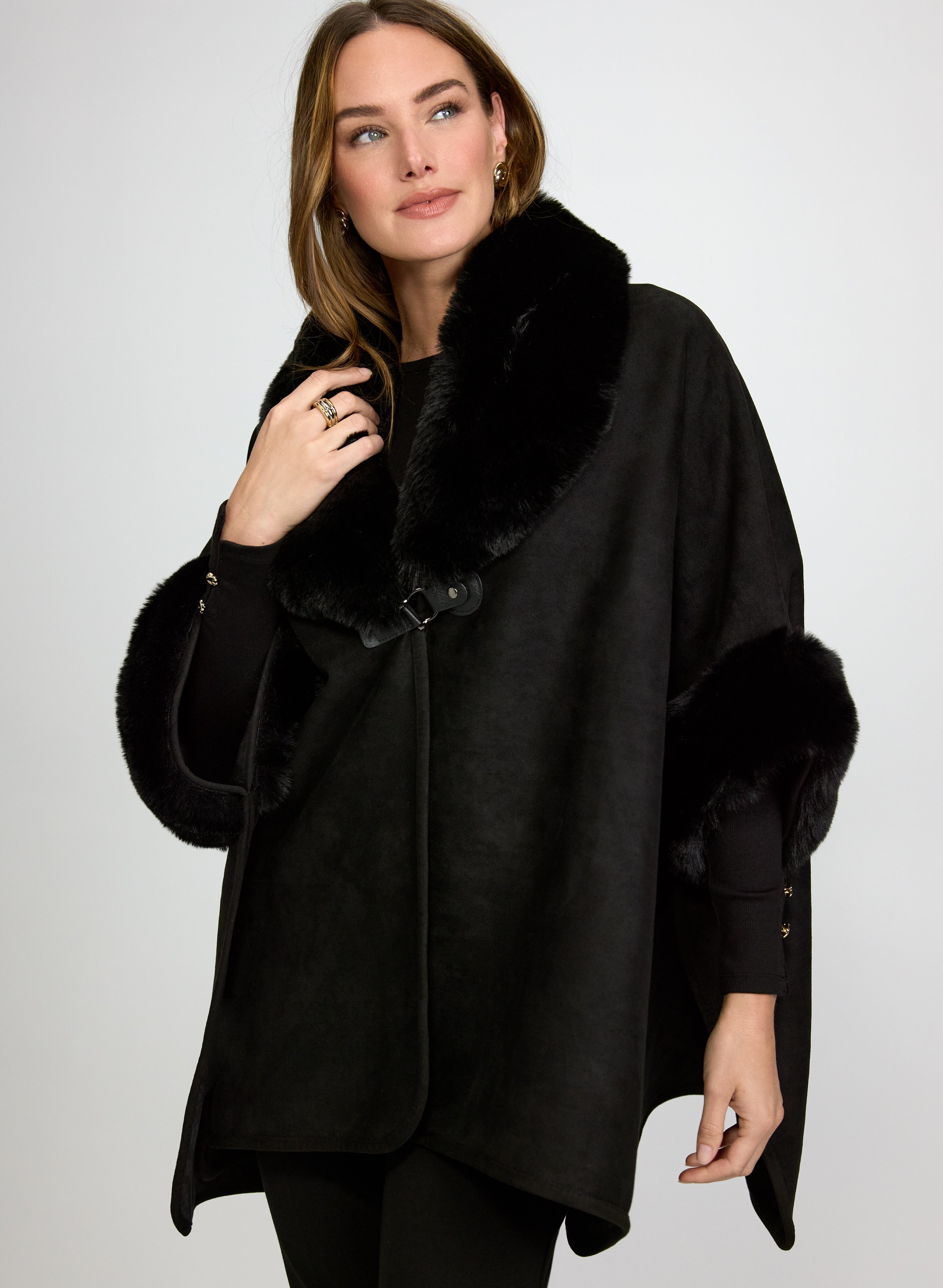 Faux-Suede Poncho-Tactilefable