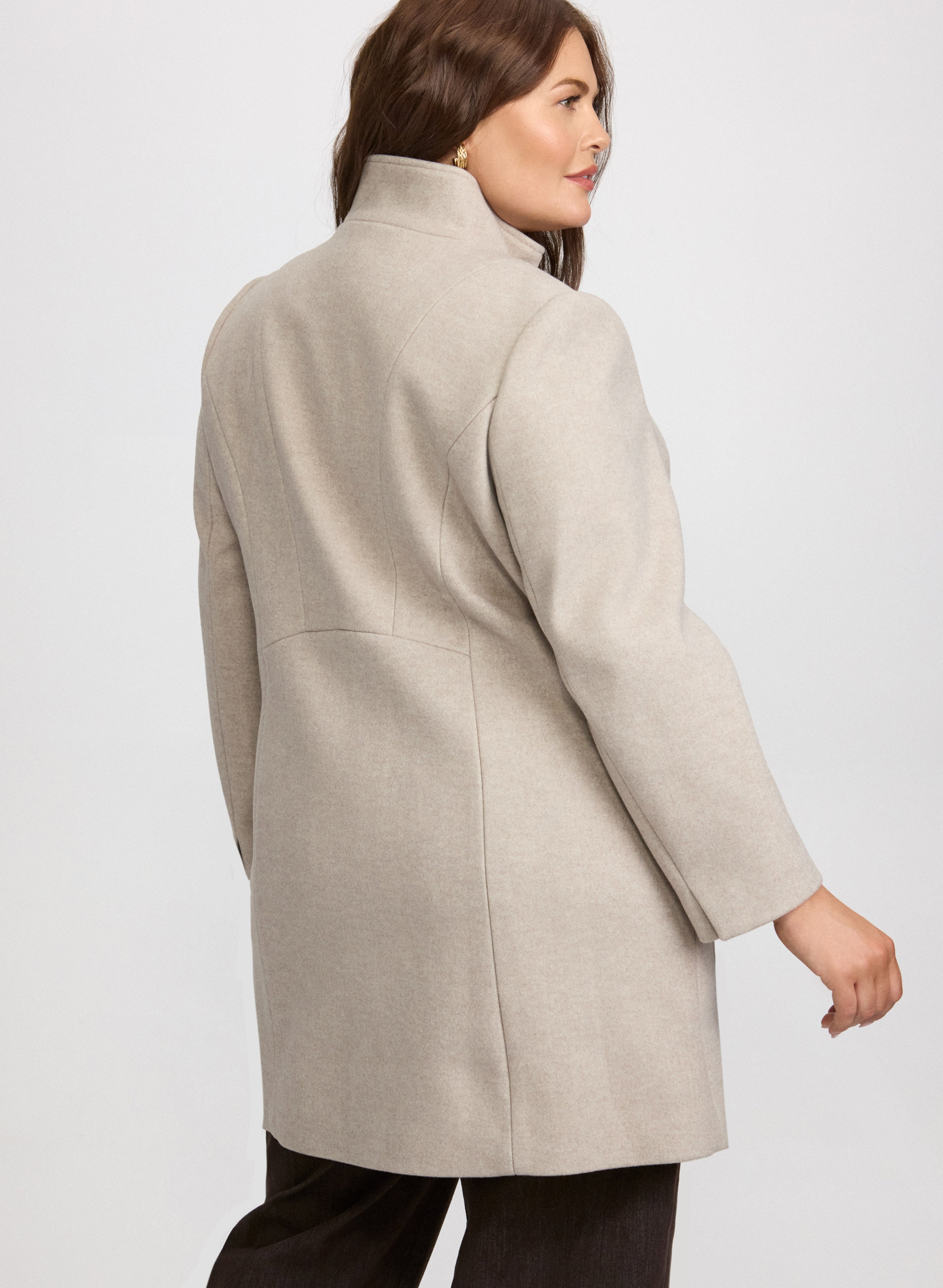 Stretch Wool-Blend Coat-Tactilefable