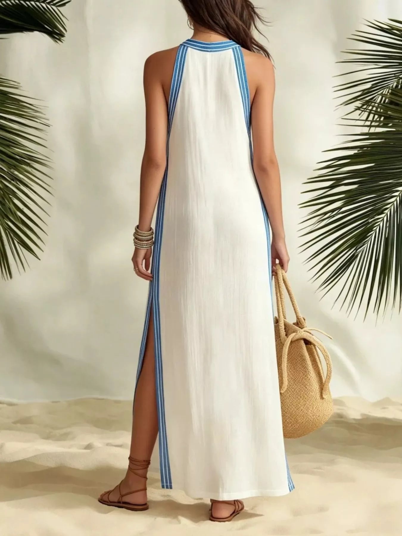 Josephine Slit Striped Edge Sleeveless Maxi Dress | 3 Colors-Tactilefable