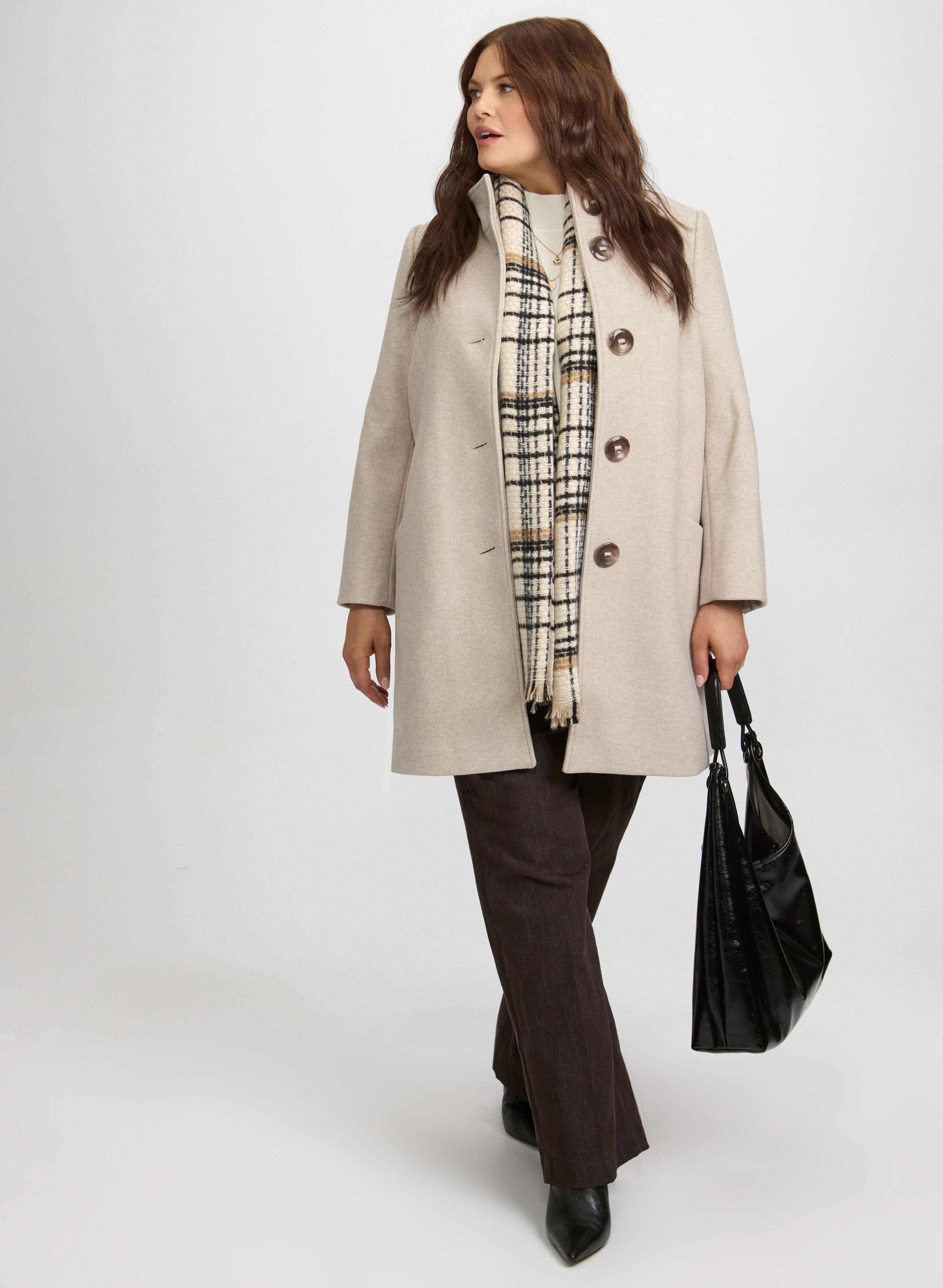 Stretch Wool-Blend Coat-Tactilefable