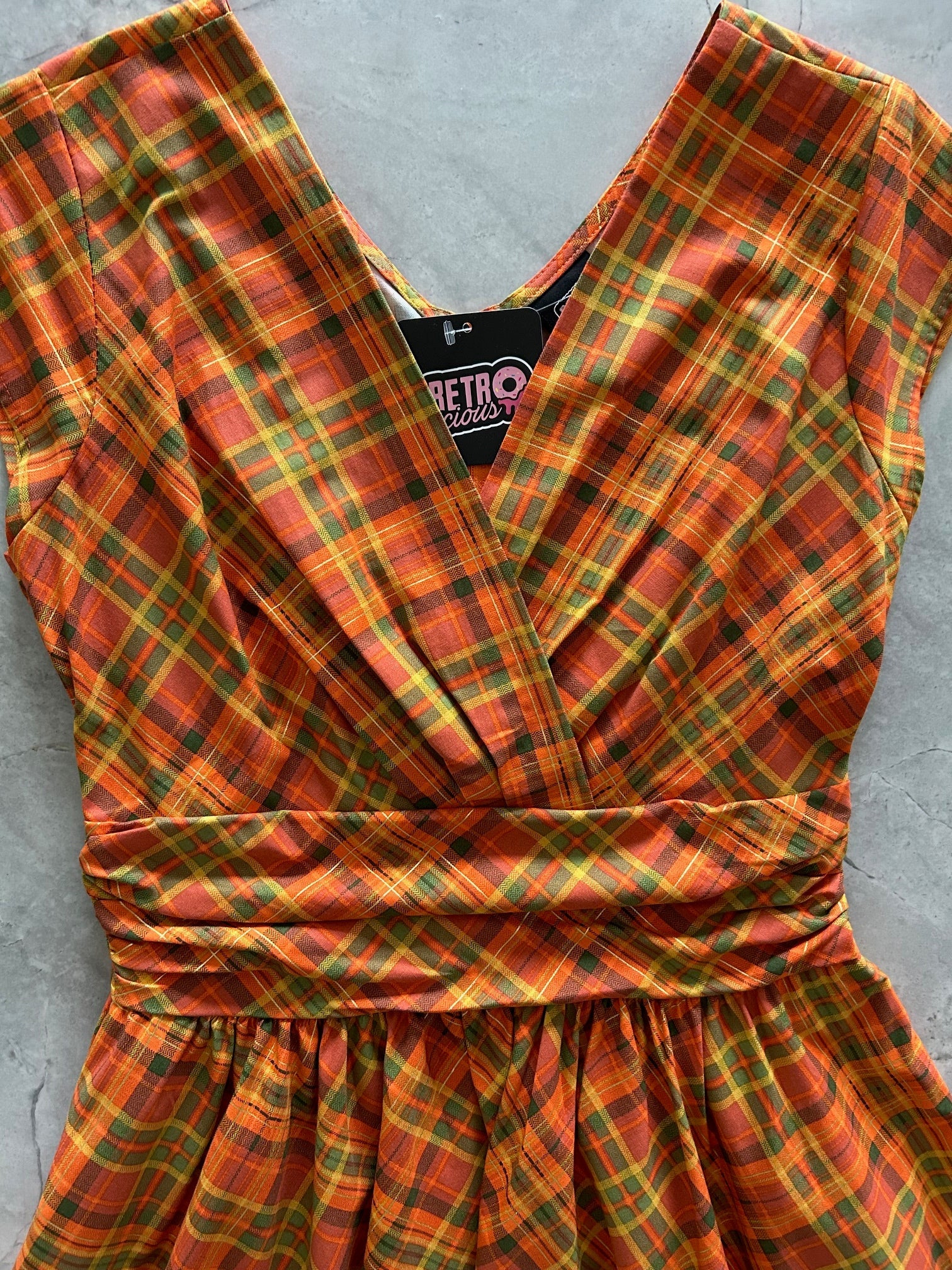 Orange Plaid Greta Dress | Retrolicious-Tactilefable