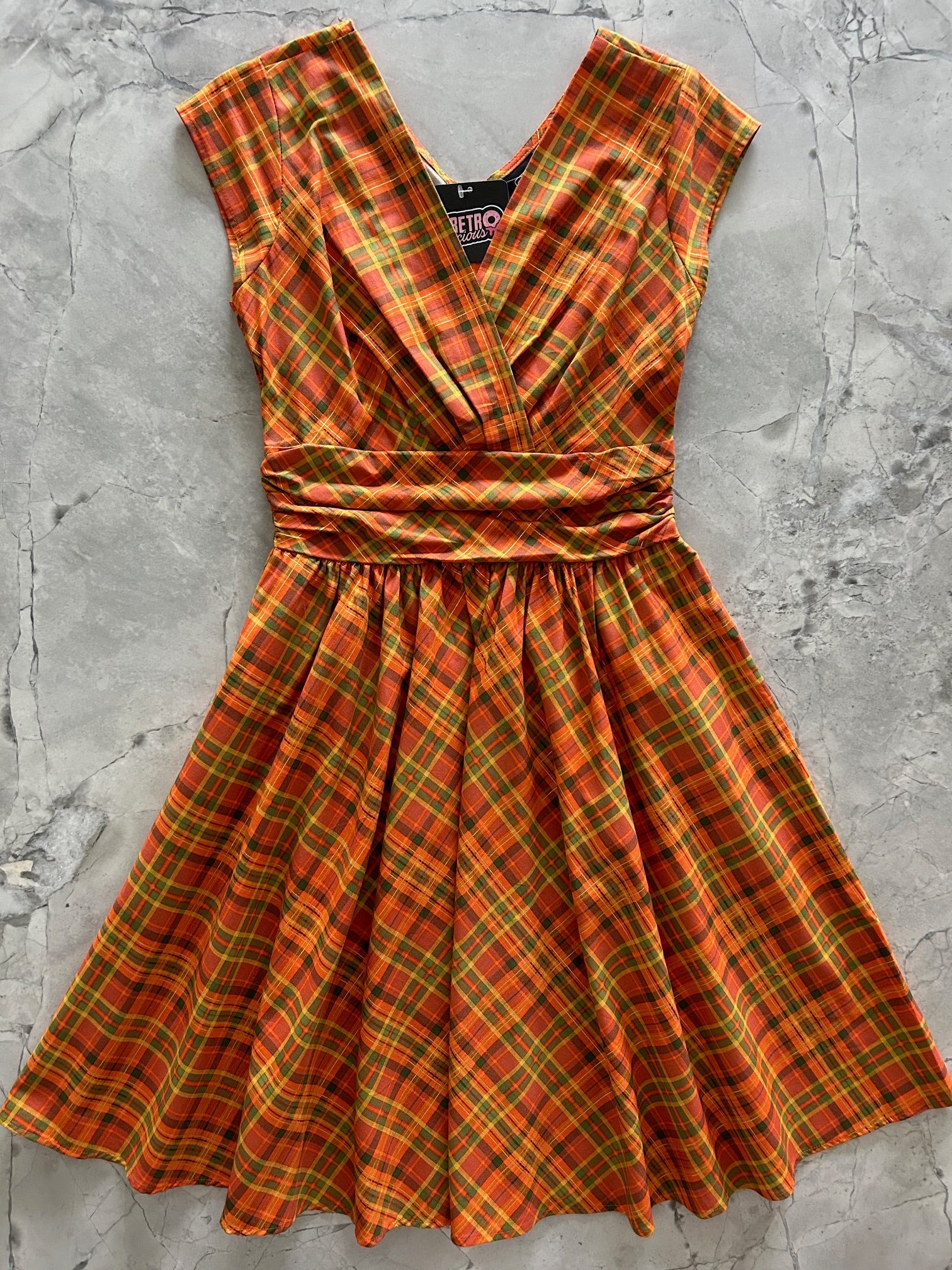 Orange Plaid Greta Dress | Retrolicious-Tactilefable