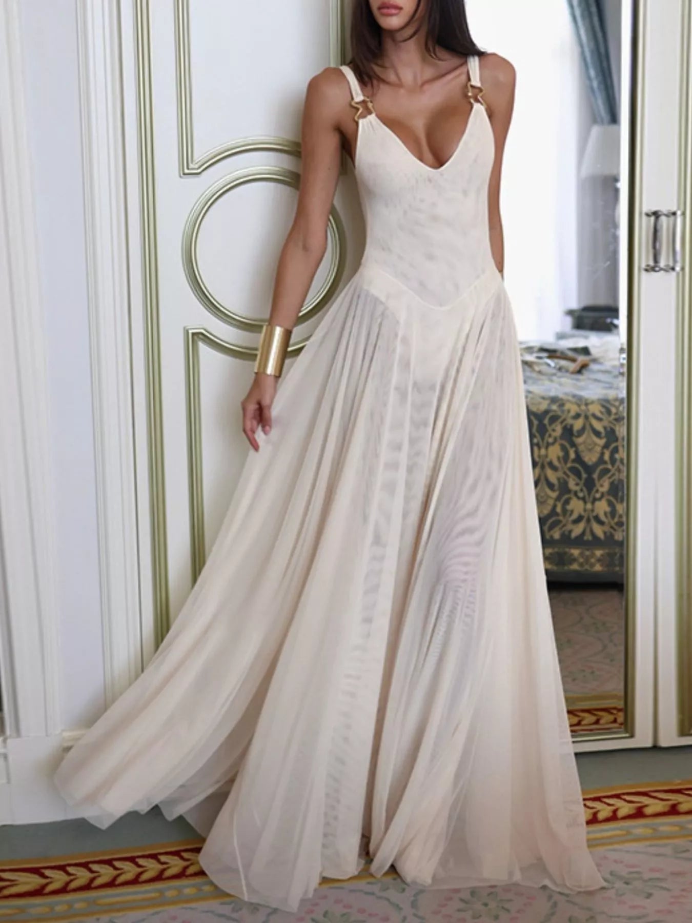 Midnight Heiress Sheer Maxi Gown | Black or White-Tactilefable