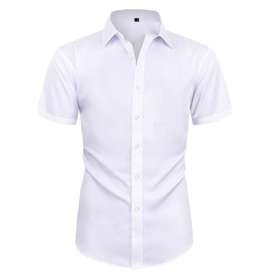 Boxy Fit Linen Blend Short Sleeve Shirt in White