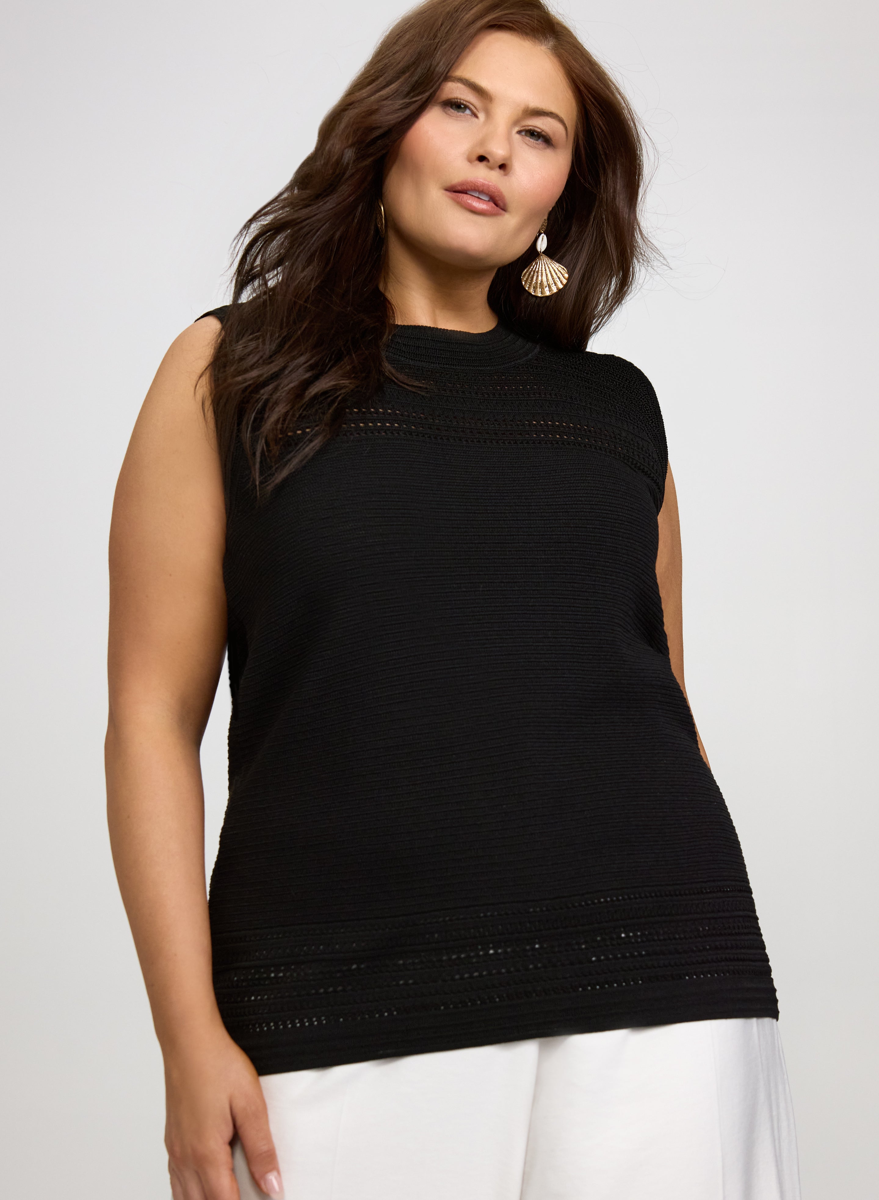 Sleeveless Pointelle Knit Tank-Tactilefable