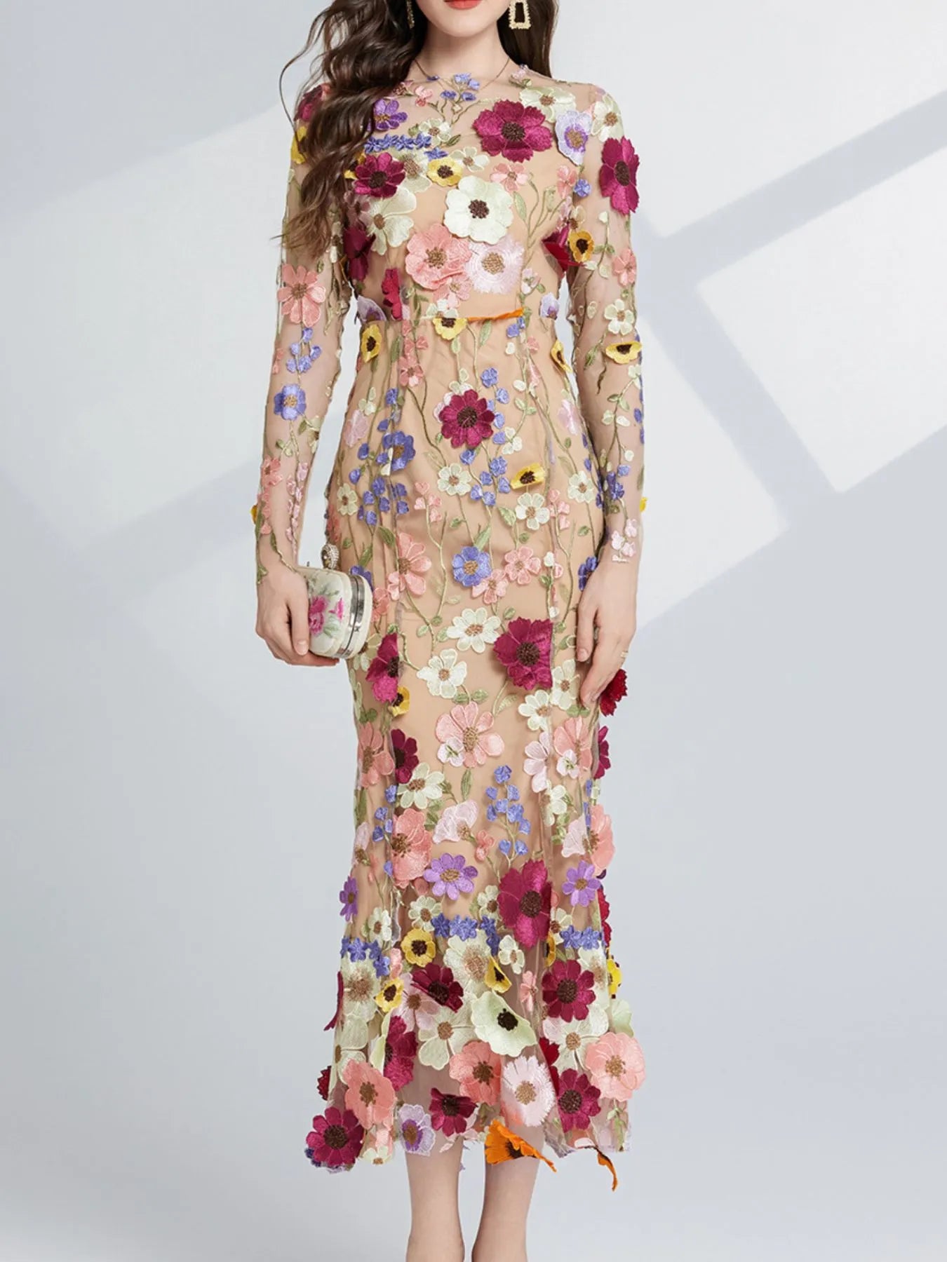 Enchanted Wildflower Mesh Maxi Dress | 4 Colors-Tactilefable