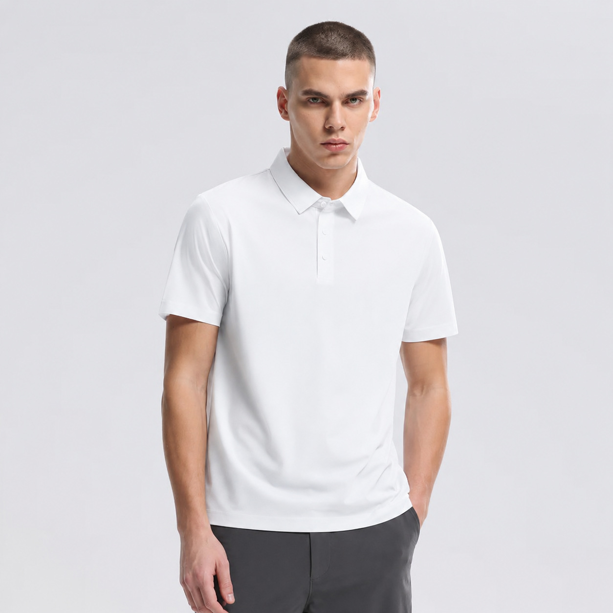 Men's Quick-Drying Solid Color Slim Fit Short-Sleeved Casual Polo Shirt-Tactilefable