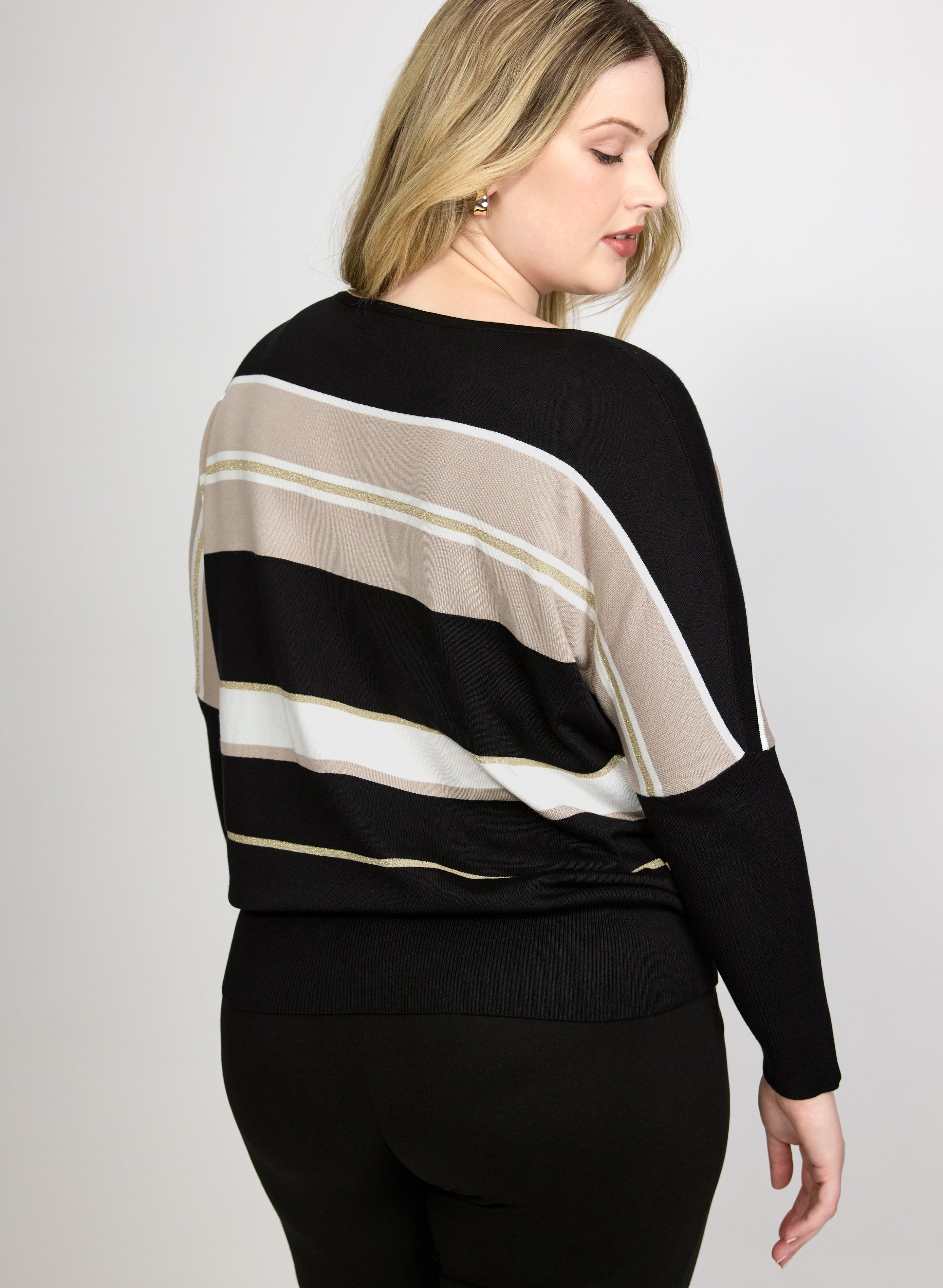 Stripe Boat Neck Pullover-Tactilefable