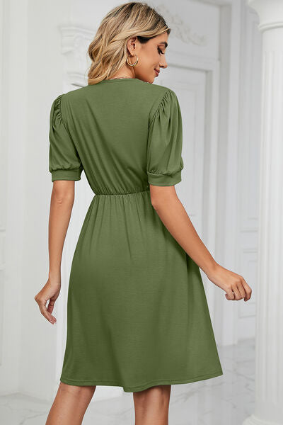 Calipso V-Neck Puff Sleeve Dress | 8 Colors-Tactilefable