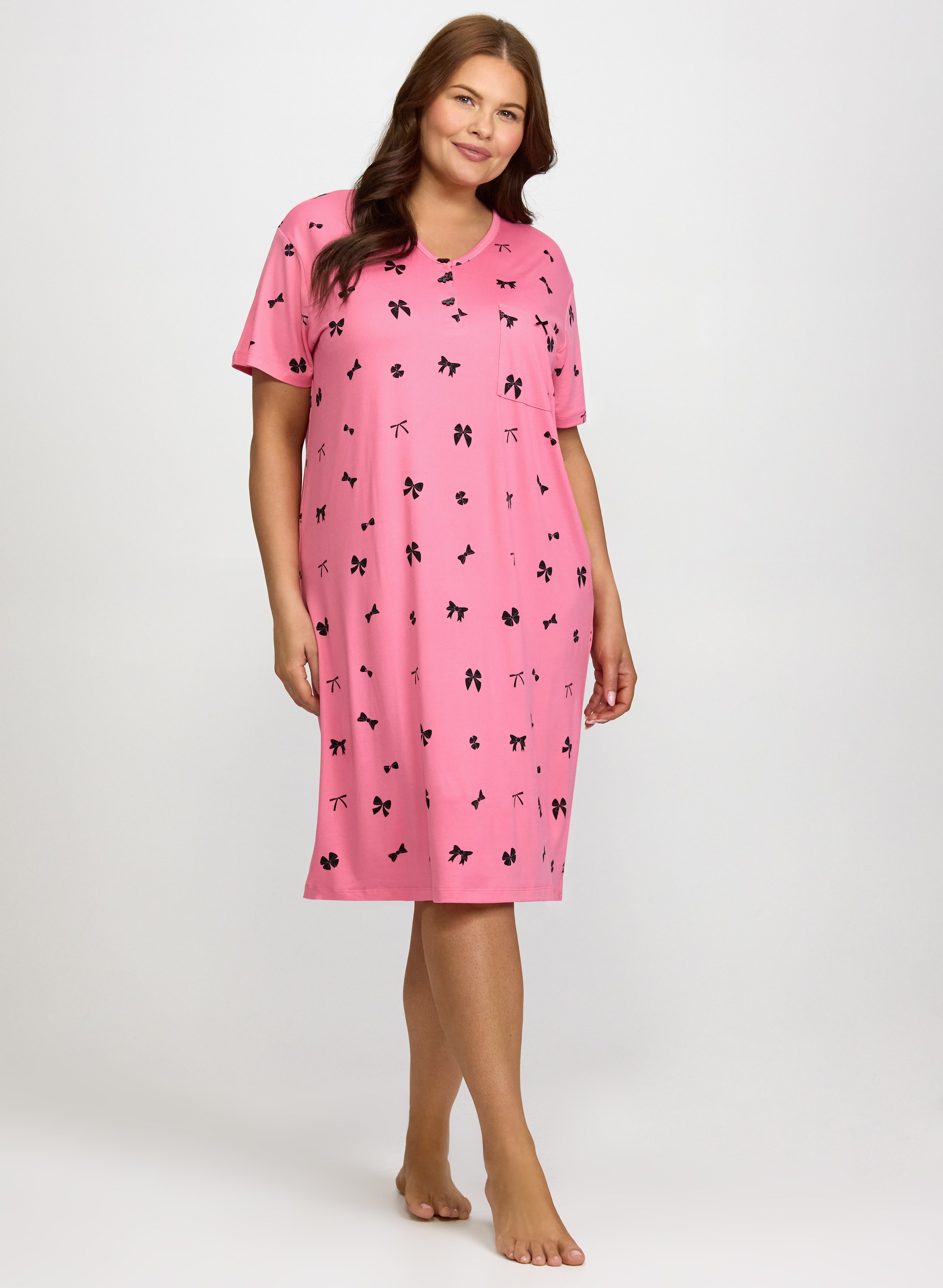 Bow Print Jersey Nightgown-Tactilefable