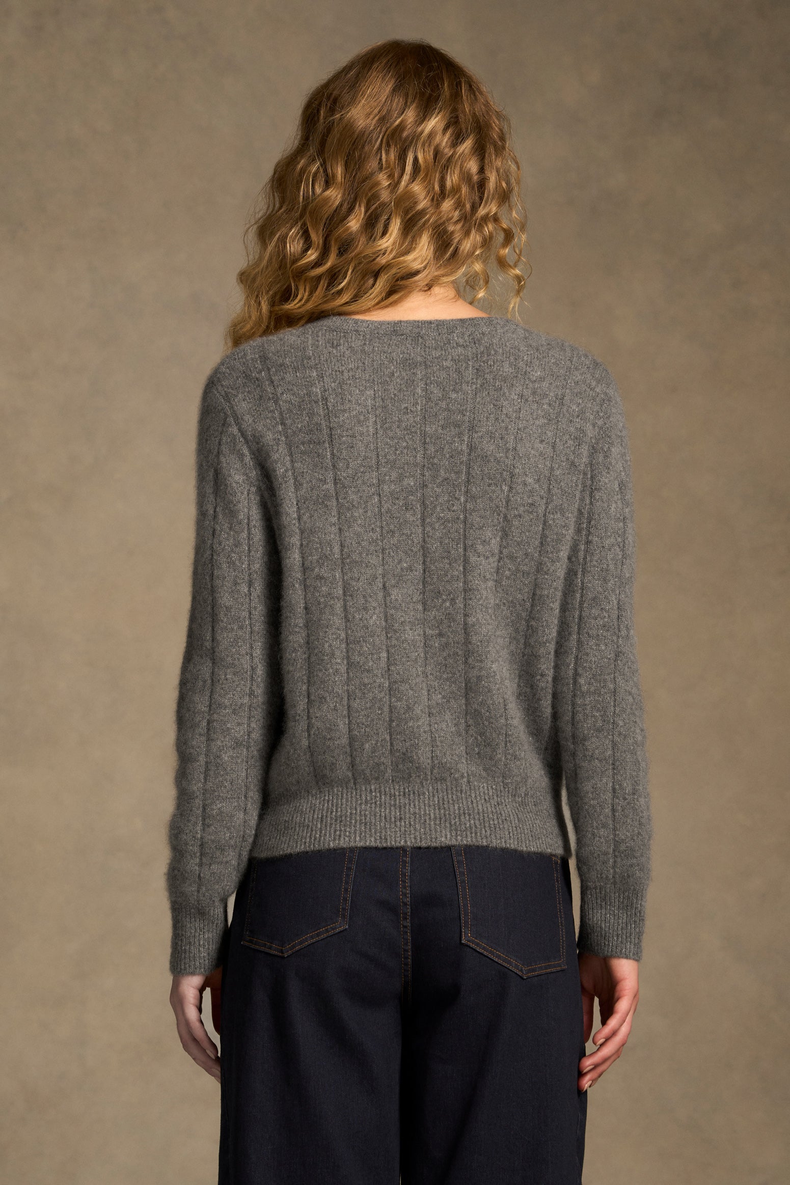 Brushed Merino Wool Cardigan - Pewter Grey-Tactilefable