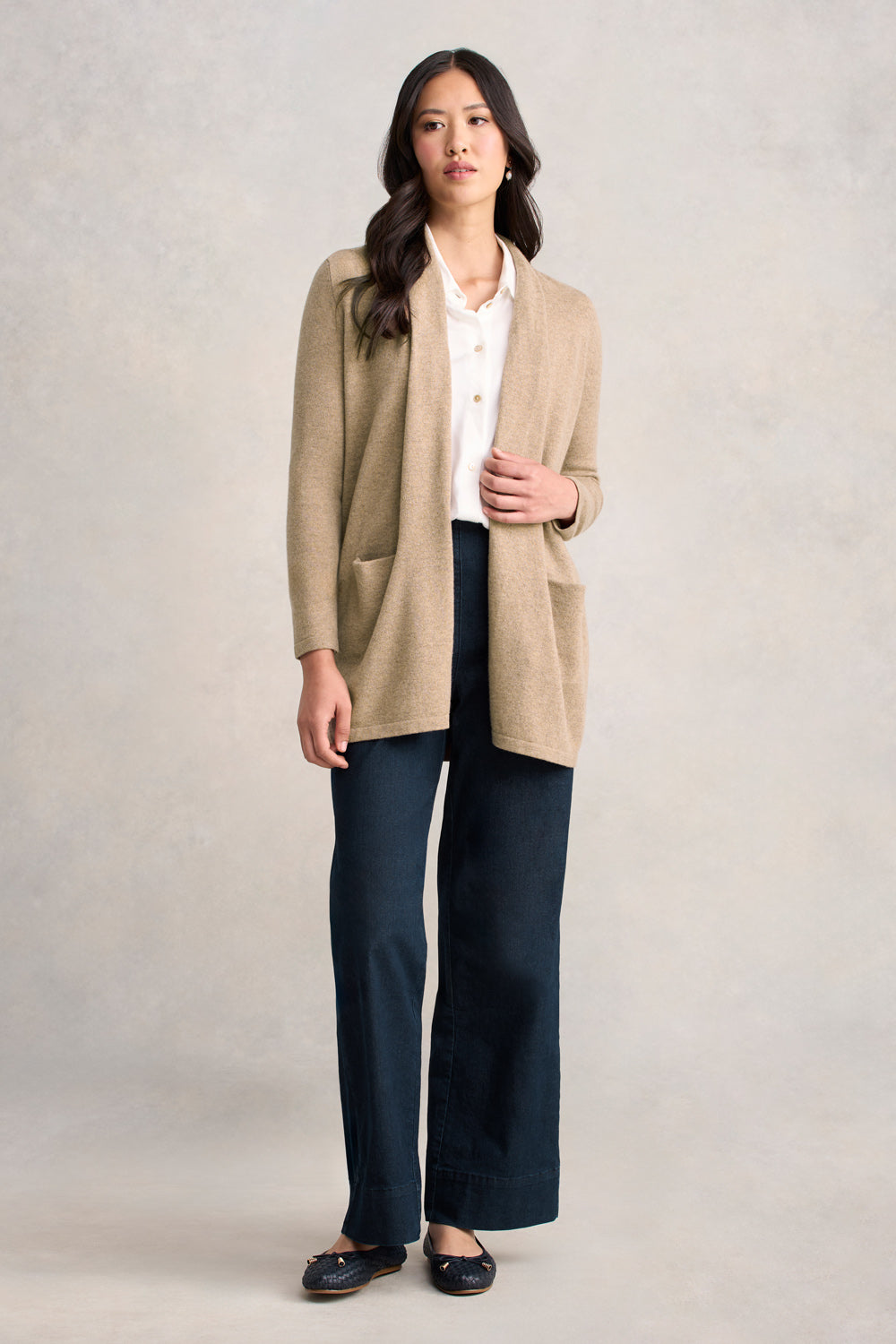 Long Line Wool Cardigan - Taupe Marle-Tactilefable