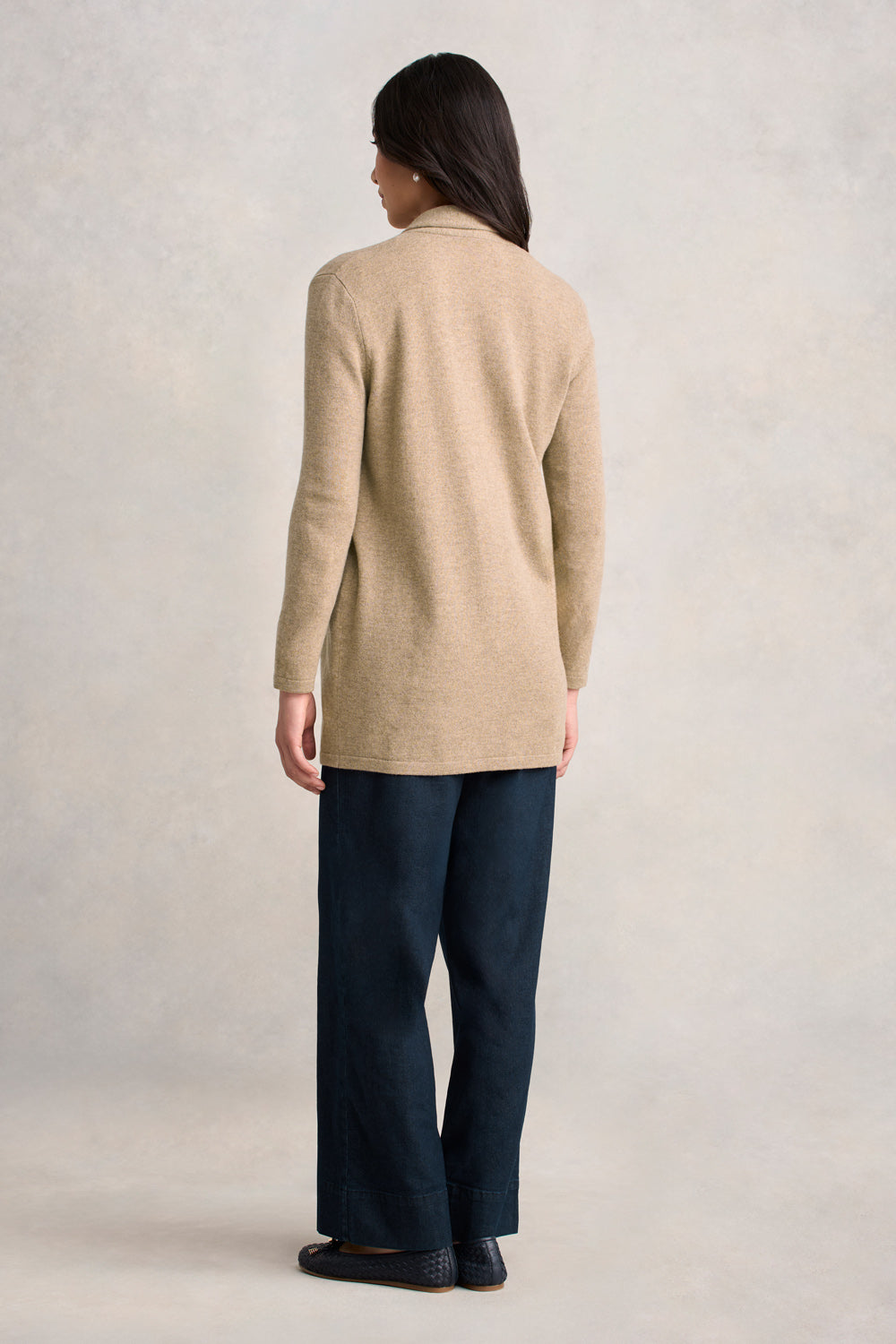 Long Line Wool Cardigan - Taupe Marle-Tactilefable