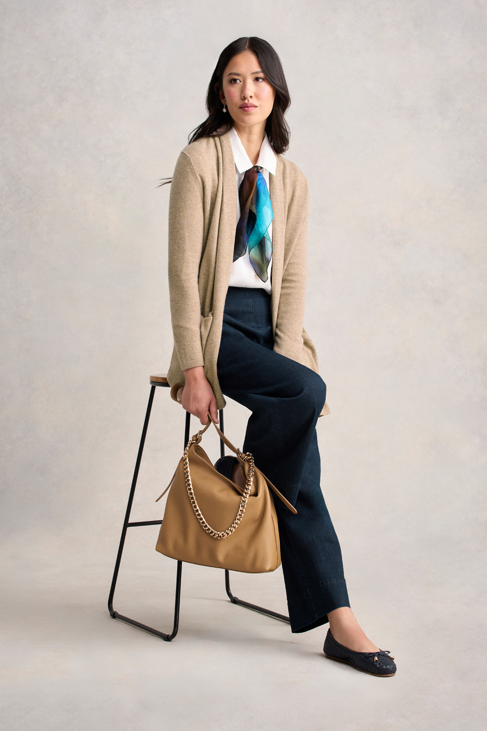 Long Line Wool Cardigan - Taupe Marle-Tactilefable