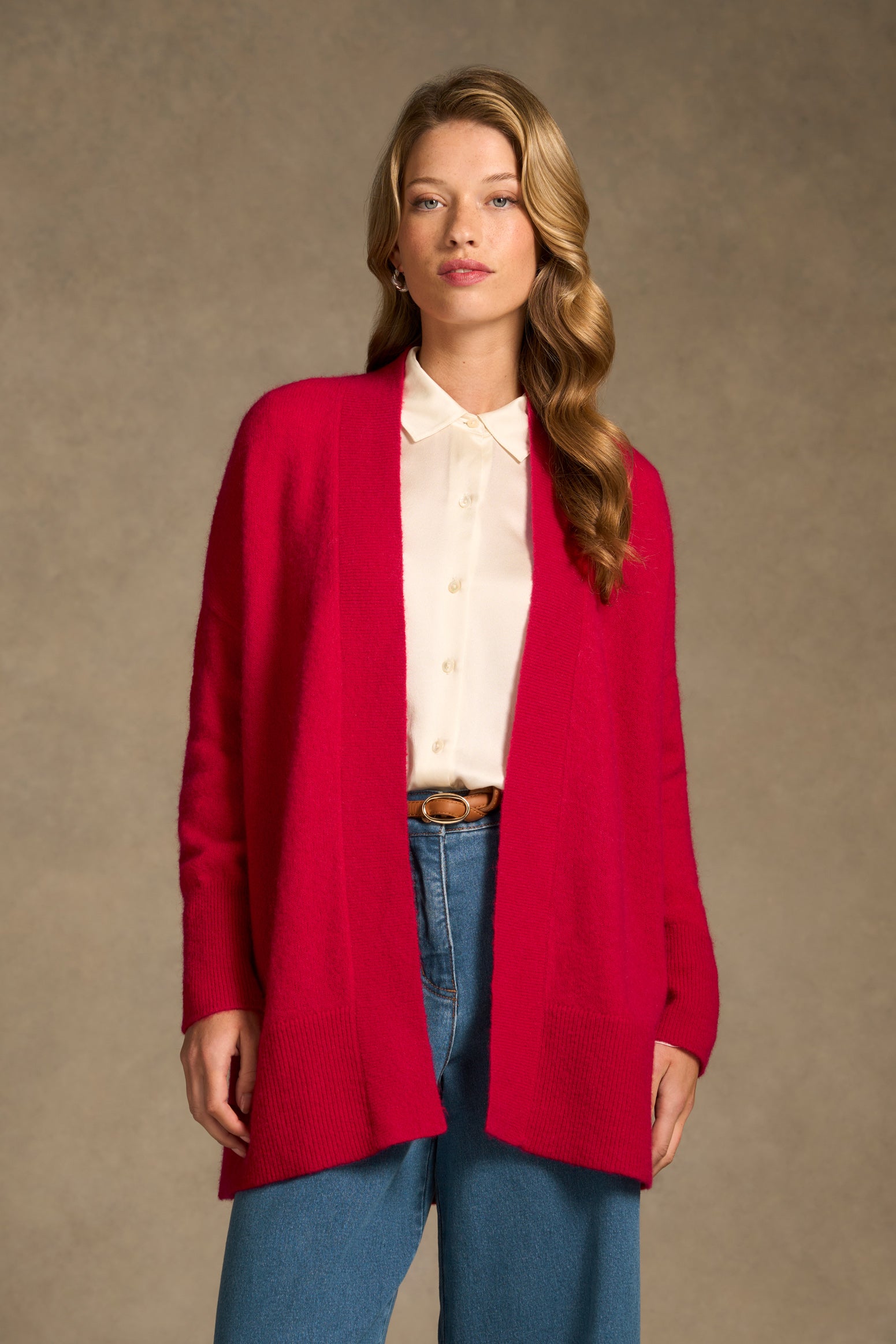Mohair Blend Cardigan - Rouge-Tactilefable