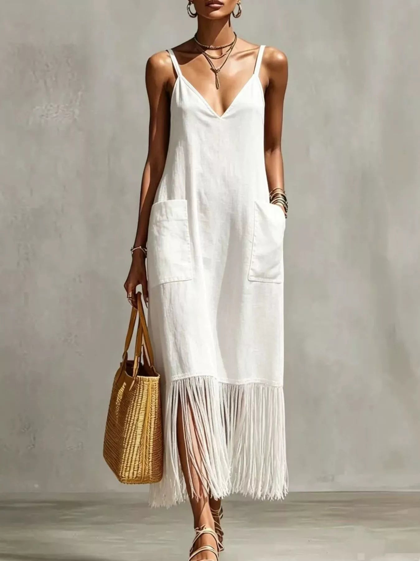 Coco Fringe Spaghetti Strap Dress | 5 Colors-Tactilefable