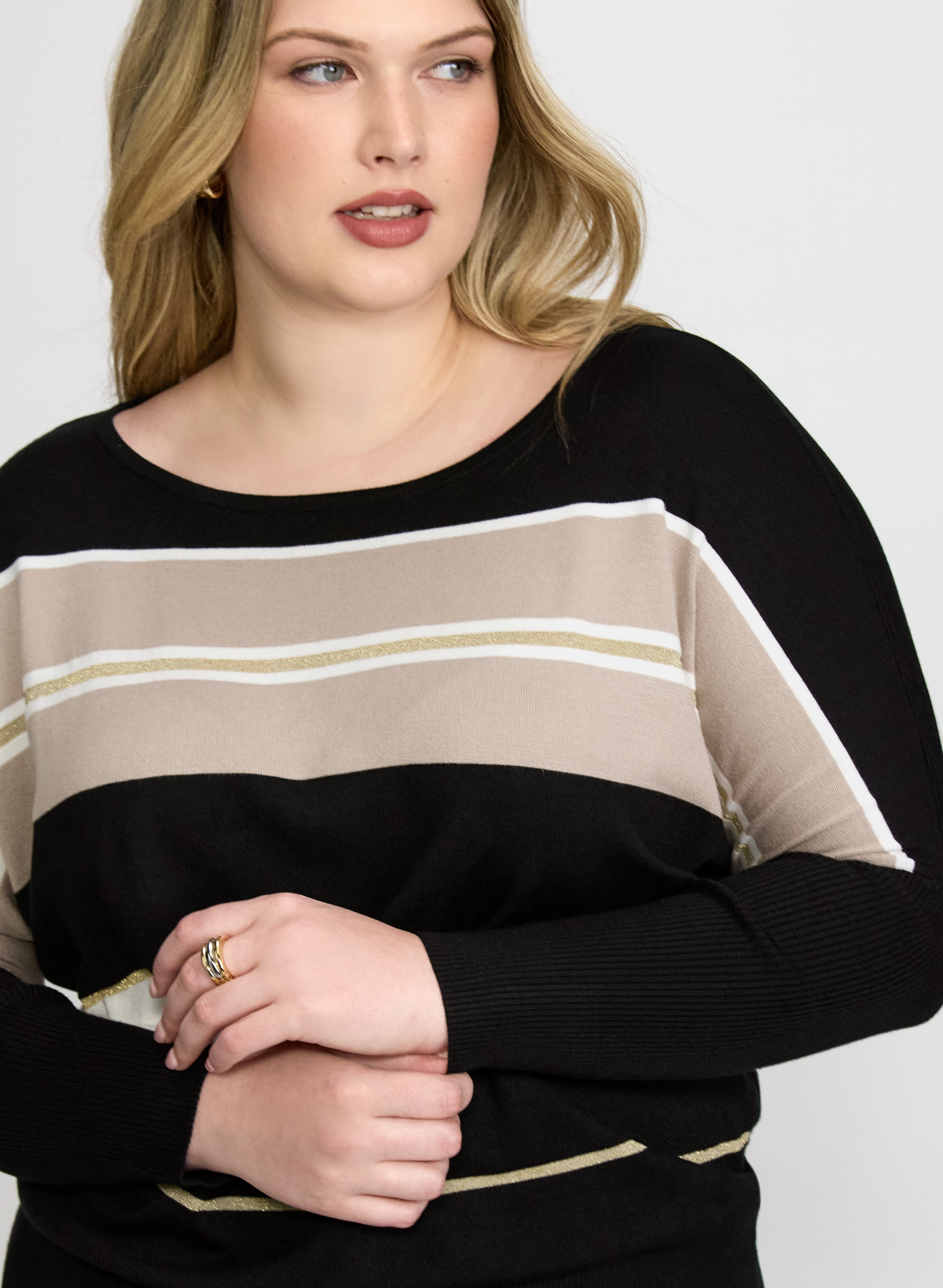 Stripe Boat Neck Pullover-Tactilefable