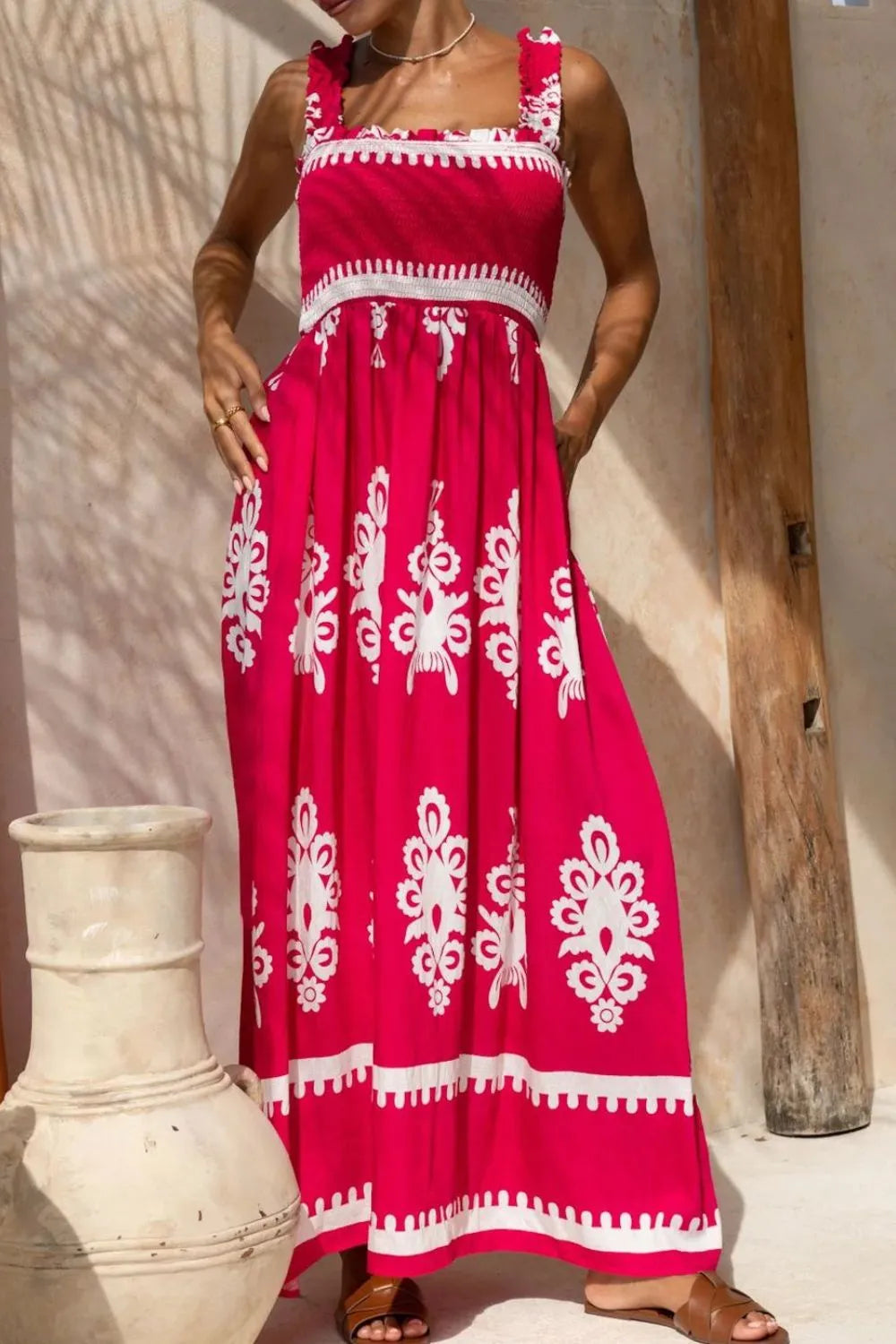 Daydream Printed Square Neck Cami Dress | 3 colors | Poundton-Tactilefable